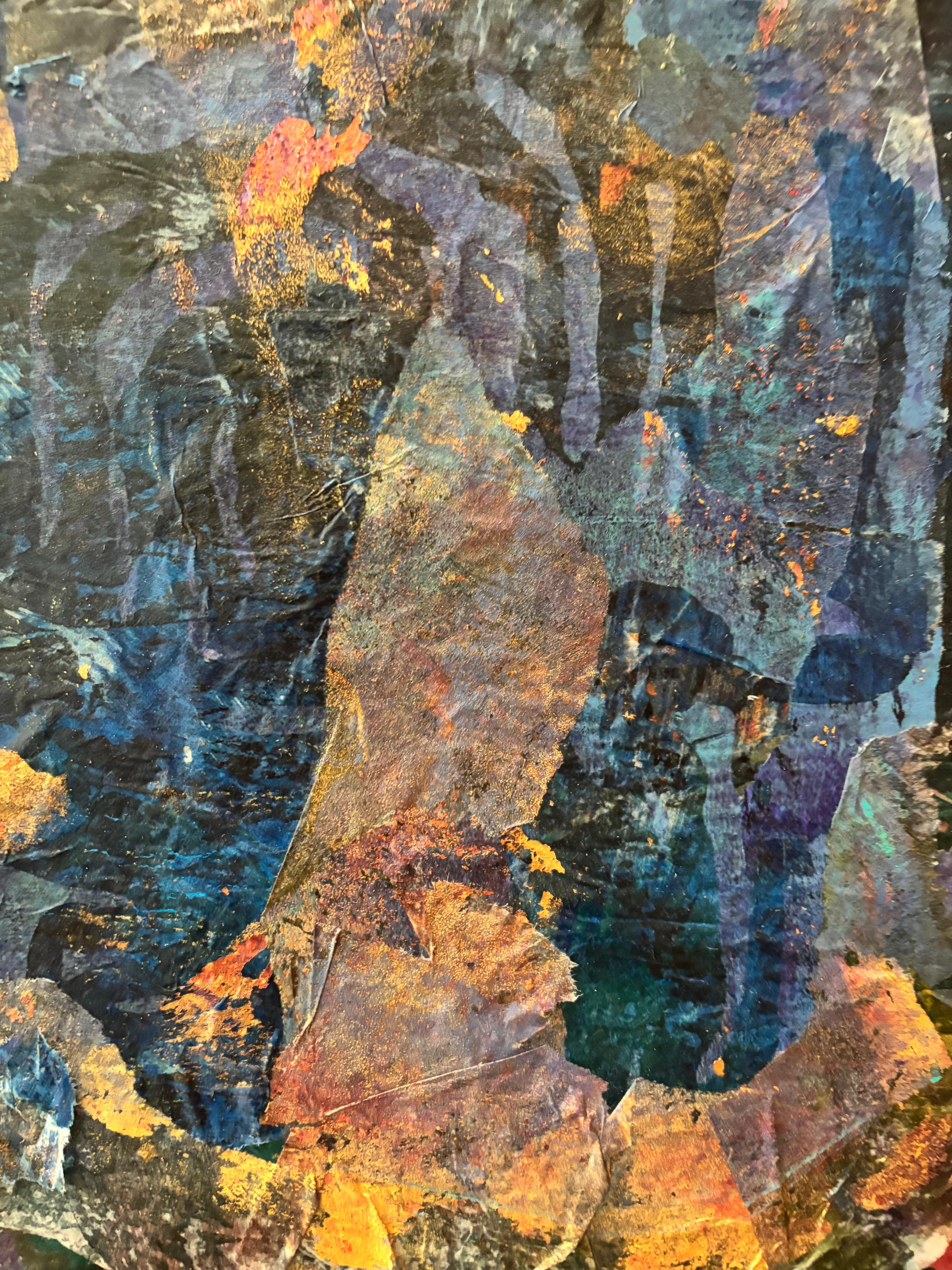 Love Tyme Cold wax, monoprints, oil stick on canvas - Other Art Style Painting by Majio