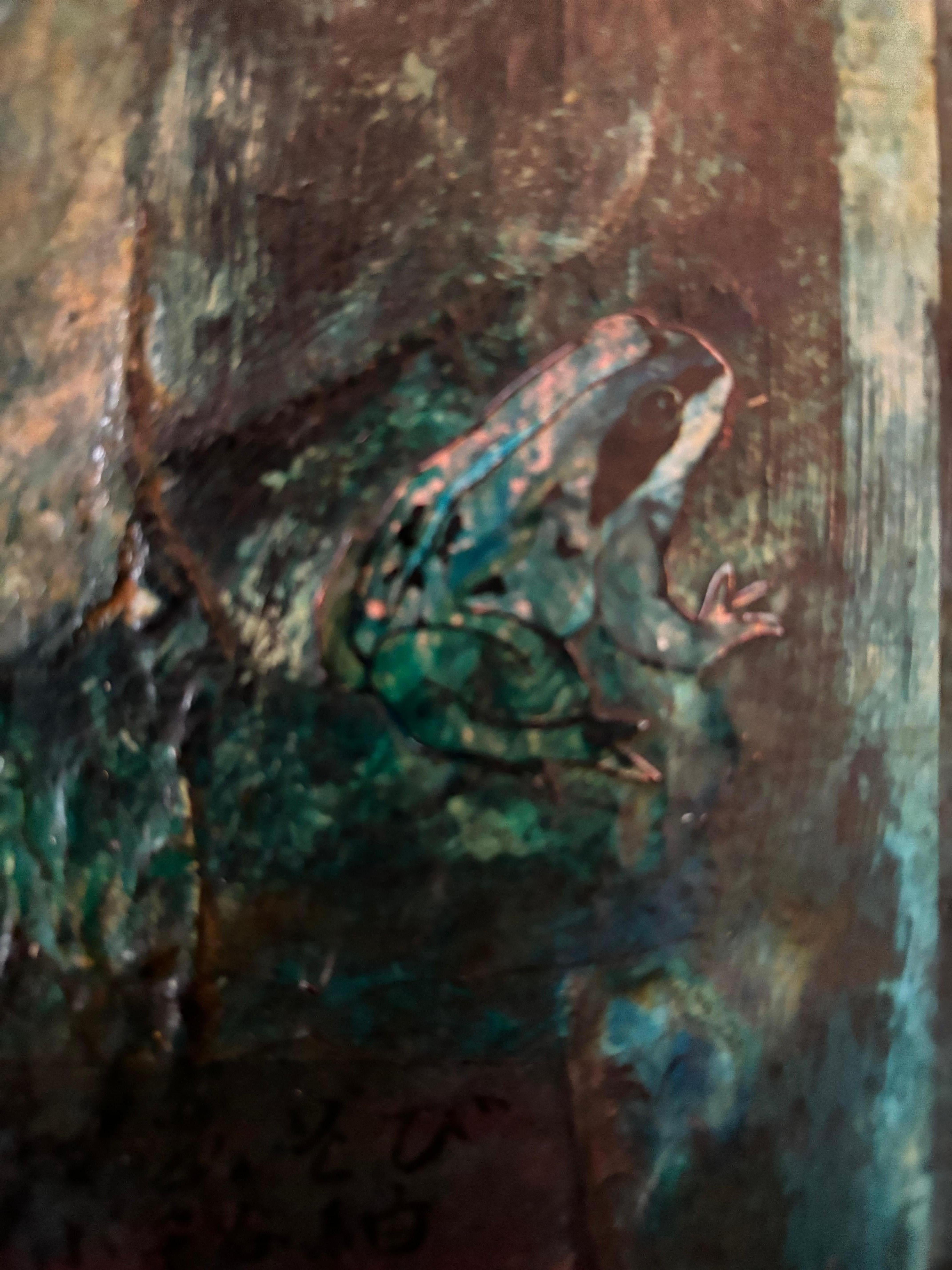 Piccoli pezzi di legno I: Donna mediale in un momento - Figurative Painting Nero di Majio