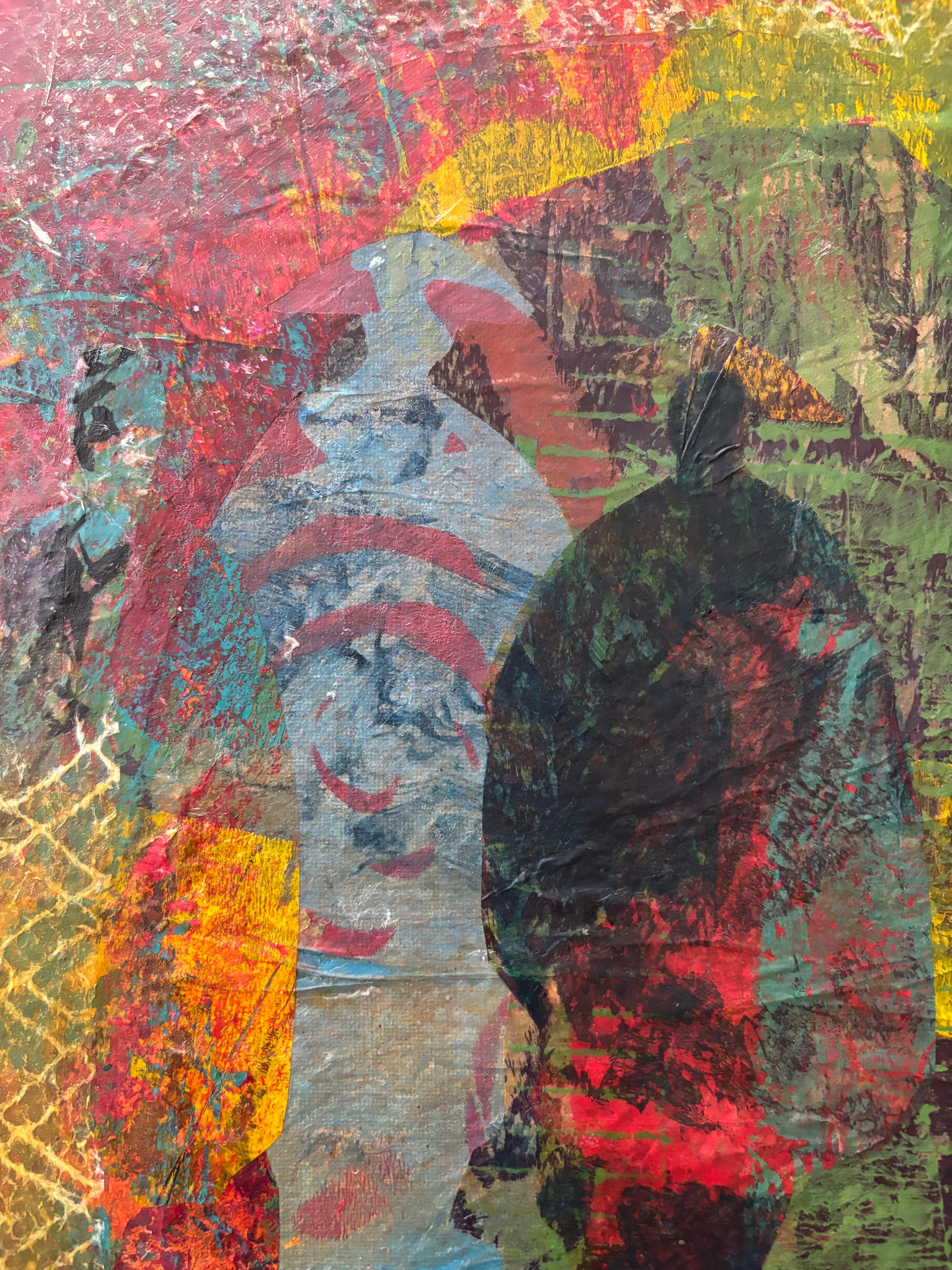Serie Mönche: Monk I-Kaltwachs, Monodrucke, Ölstift auf Leinwand – Painting von Majio