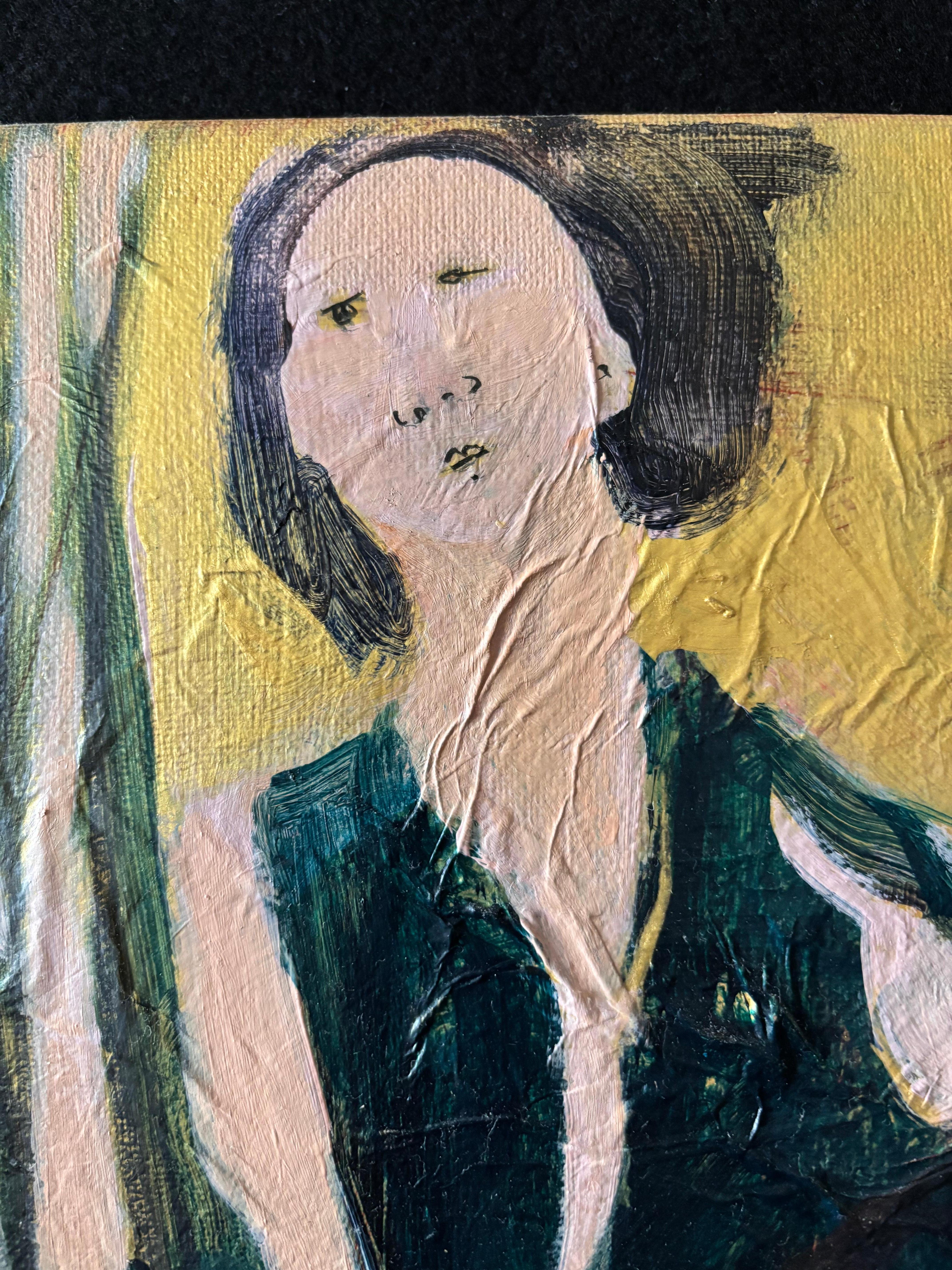 Playing with Arms - Brown Figurative Painting by Majio