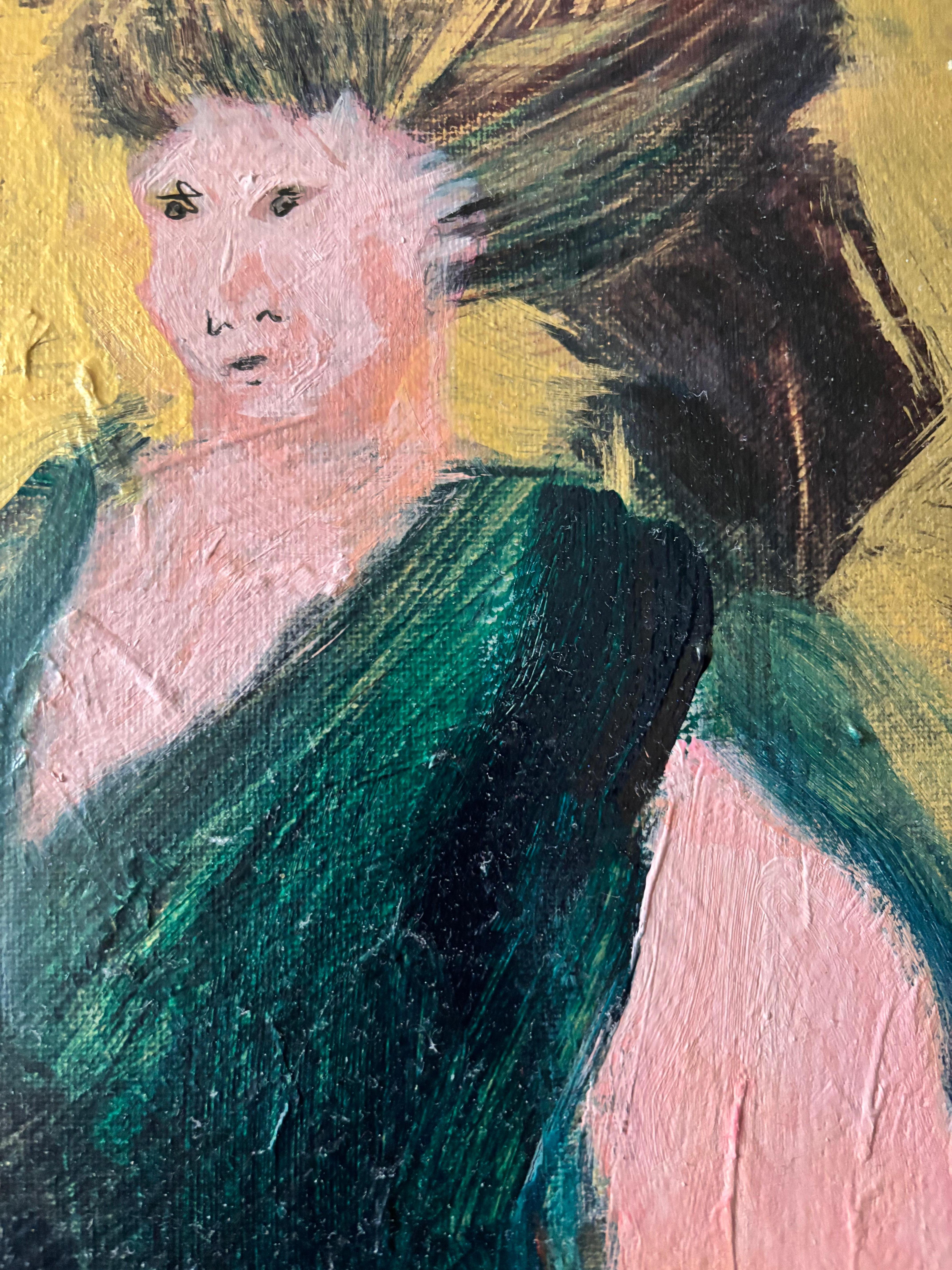 Playing with Holes Acrylic paint with handmade paper on canvas - Painting by Majio