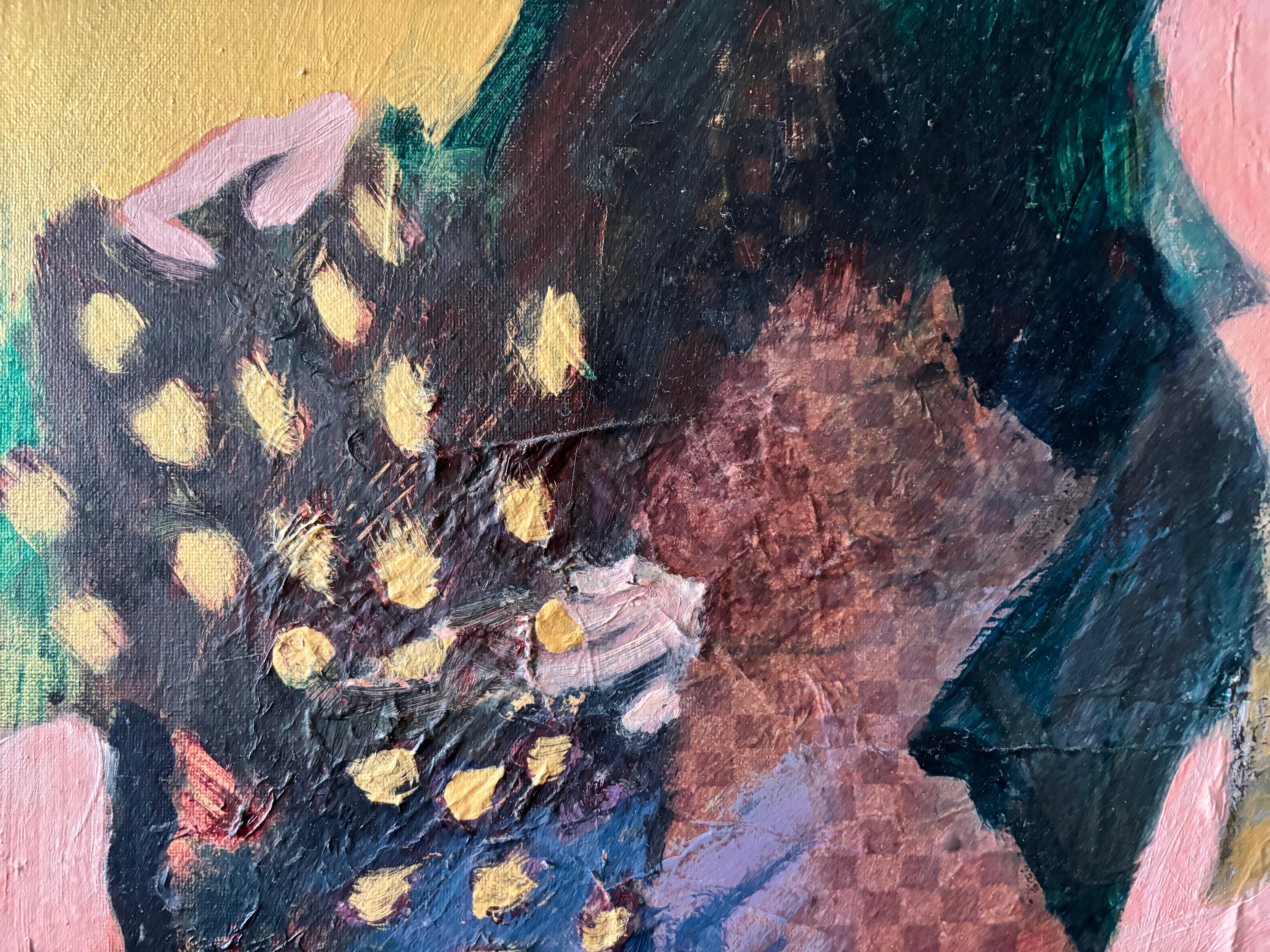 Playing with Holes Acrylic paint with handmade paper on canvas For Sale 1