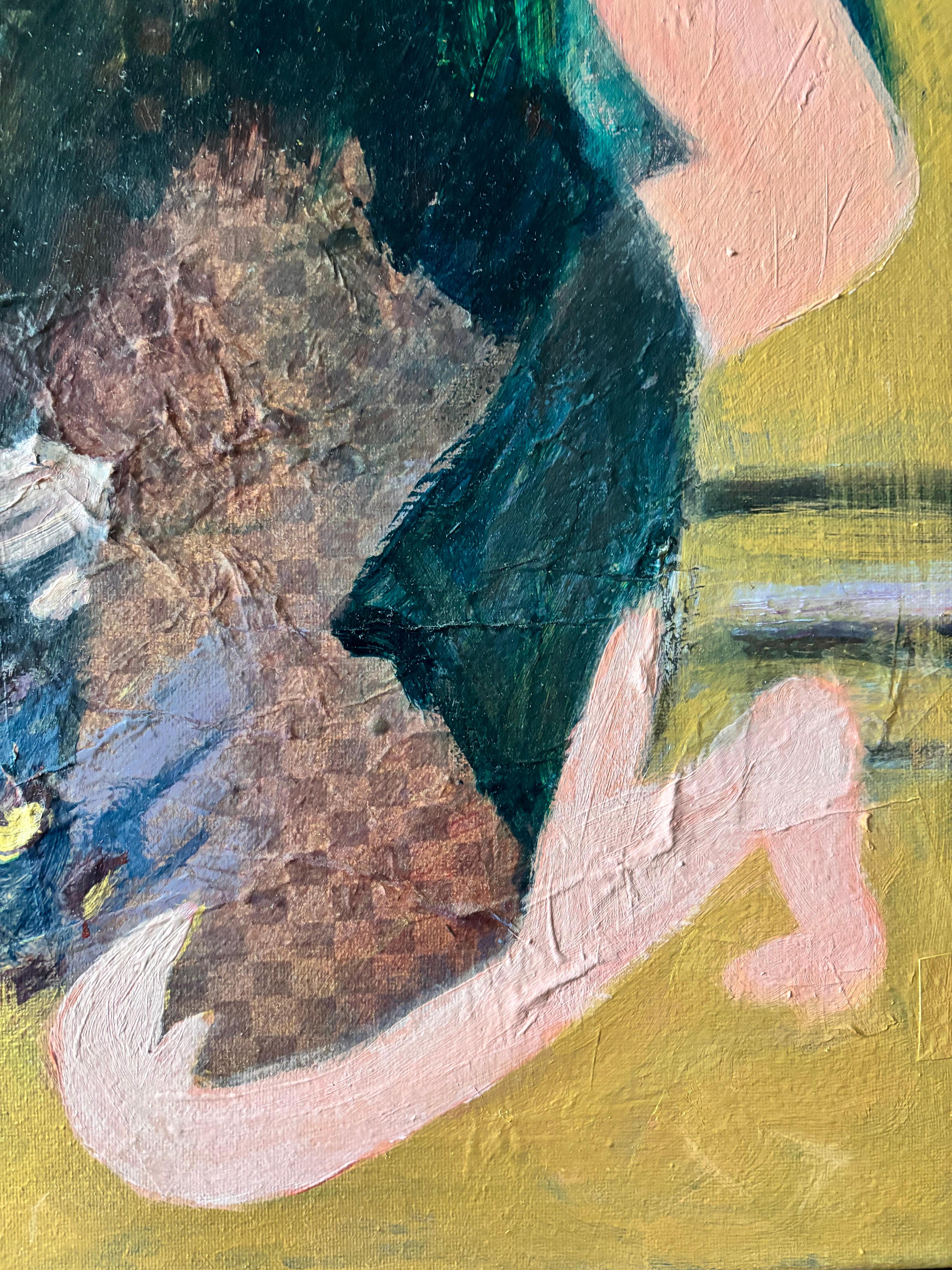 Playing with Holes Acrylic paint with handmade paper on canvas For Sale 2