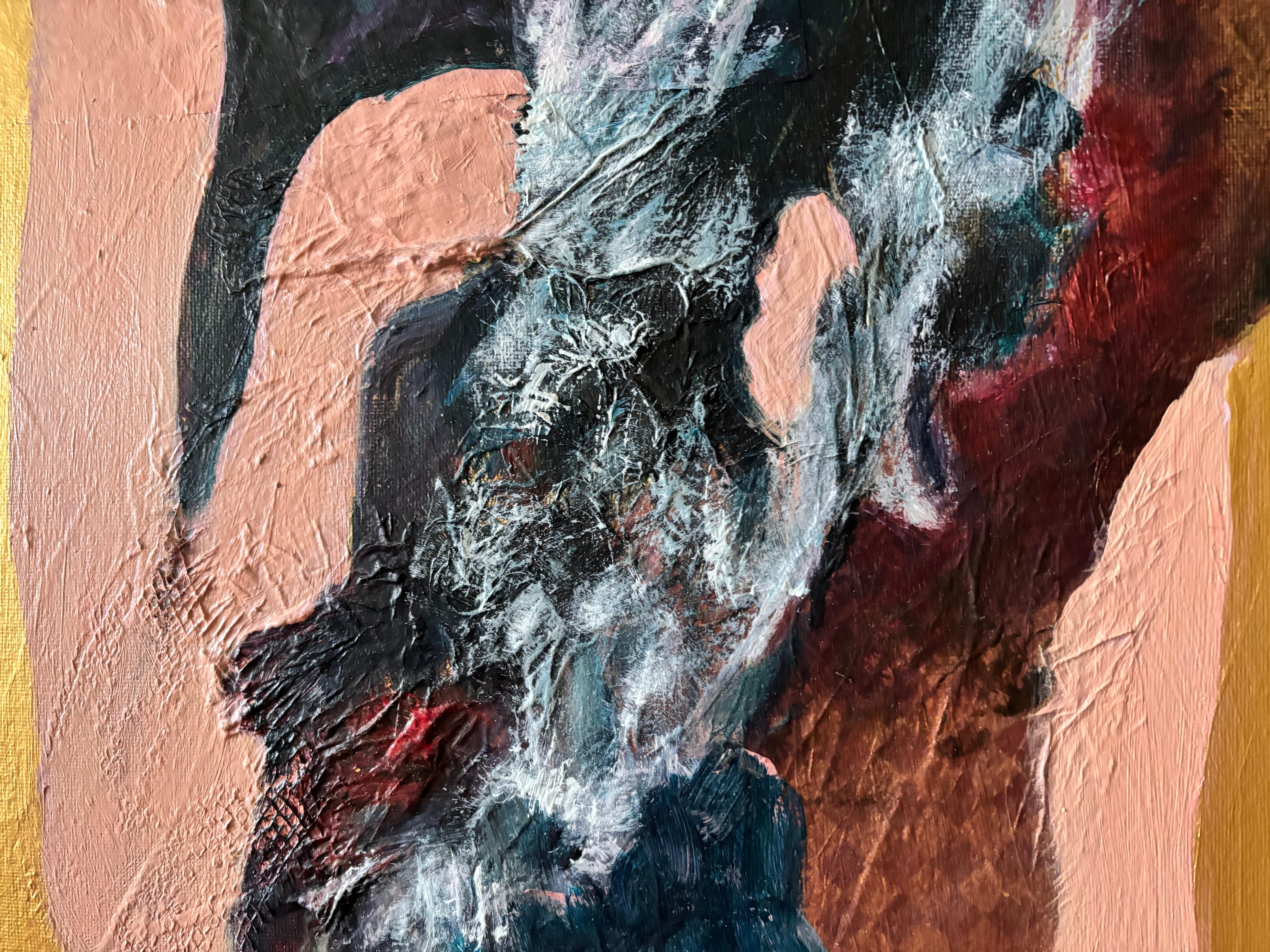 Playing with Surf - Peinture acrylique et papier fait main sur toile en vente 6