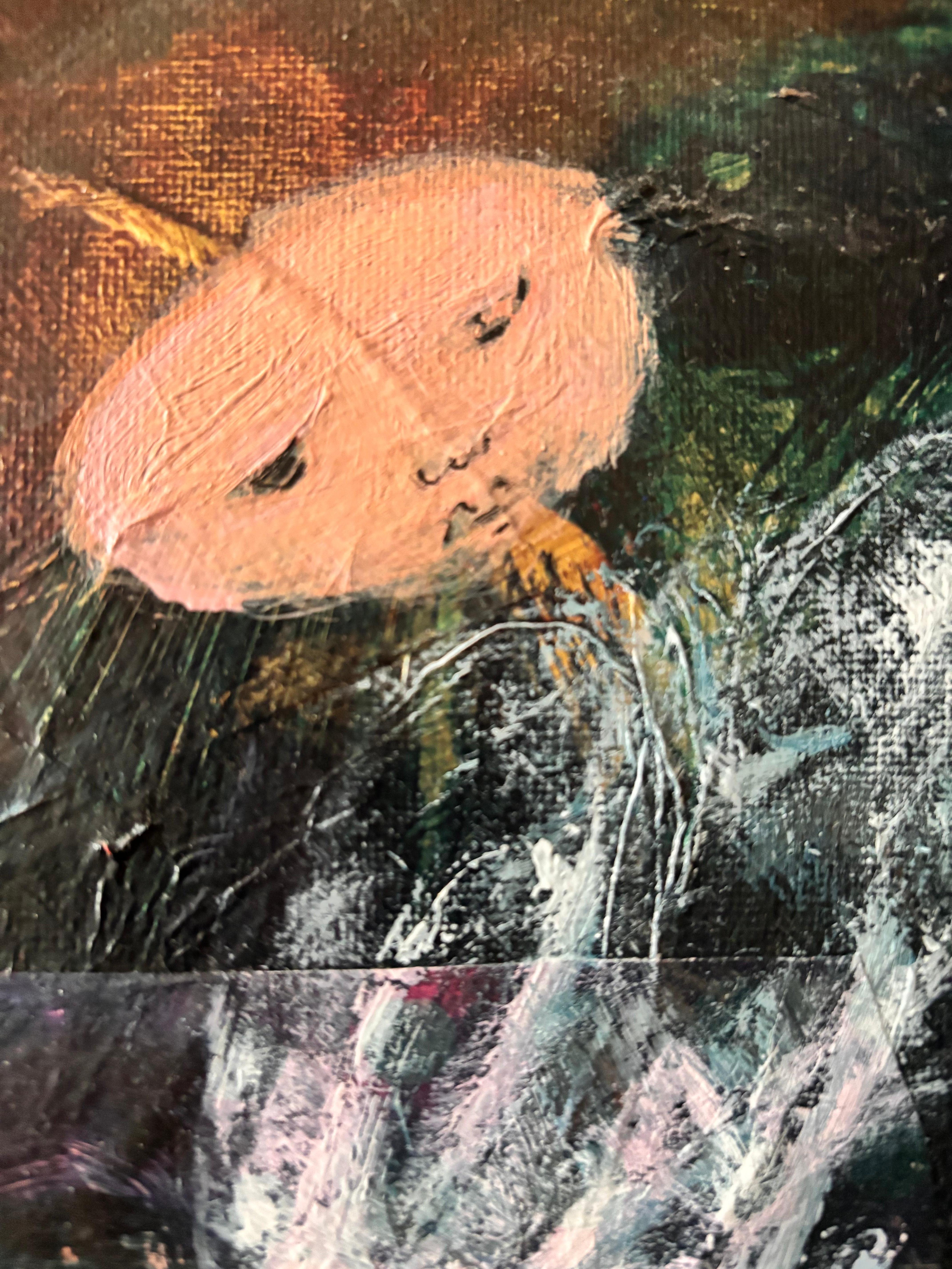 Playing with Surf - Peinture acrylique et papier fait main sur toile - Autres styles artistiques Painting par Majio