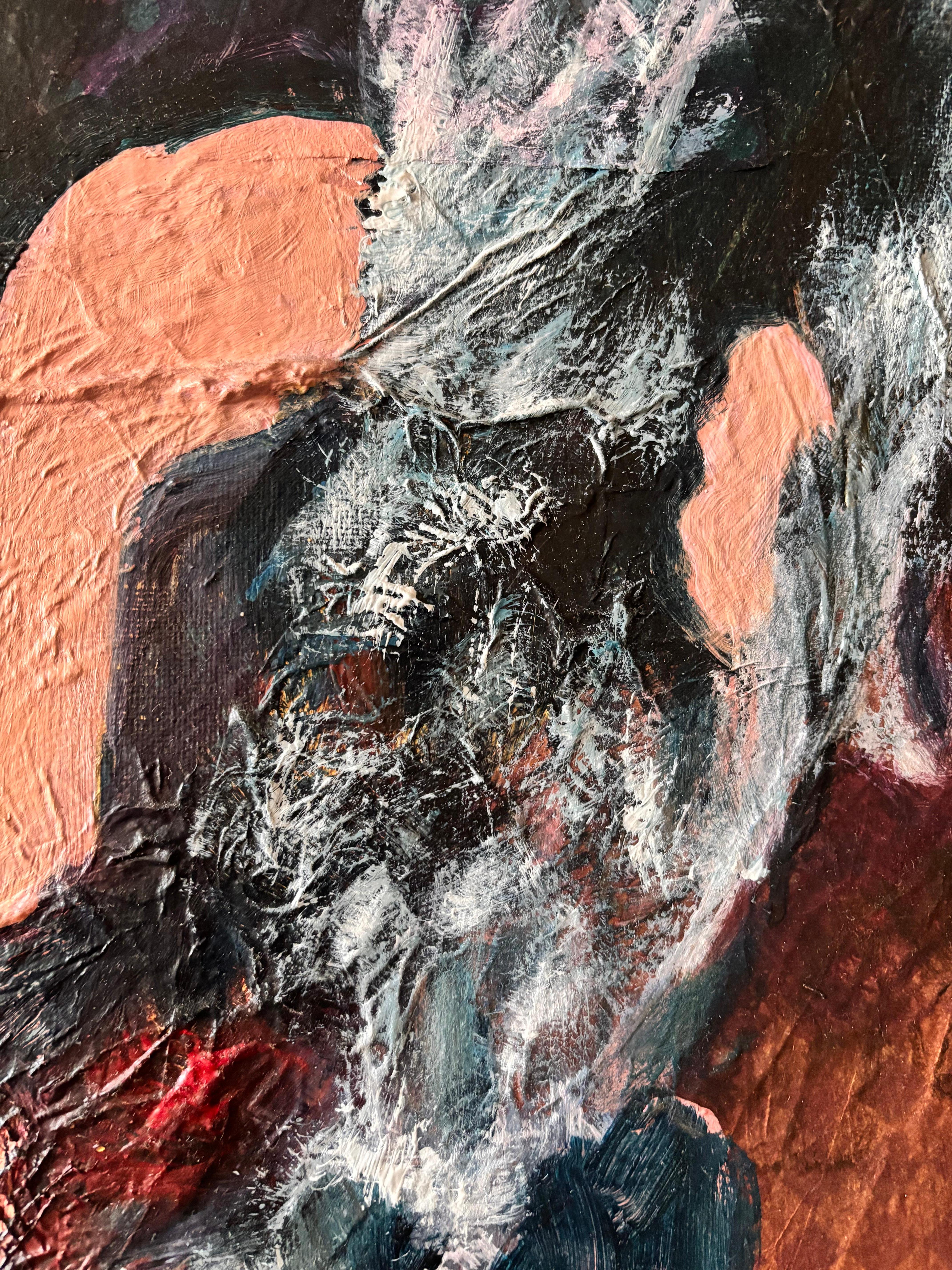 Playing with Surf - Peinture acrylique et papier fait main sur toile en vente 1