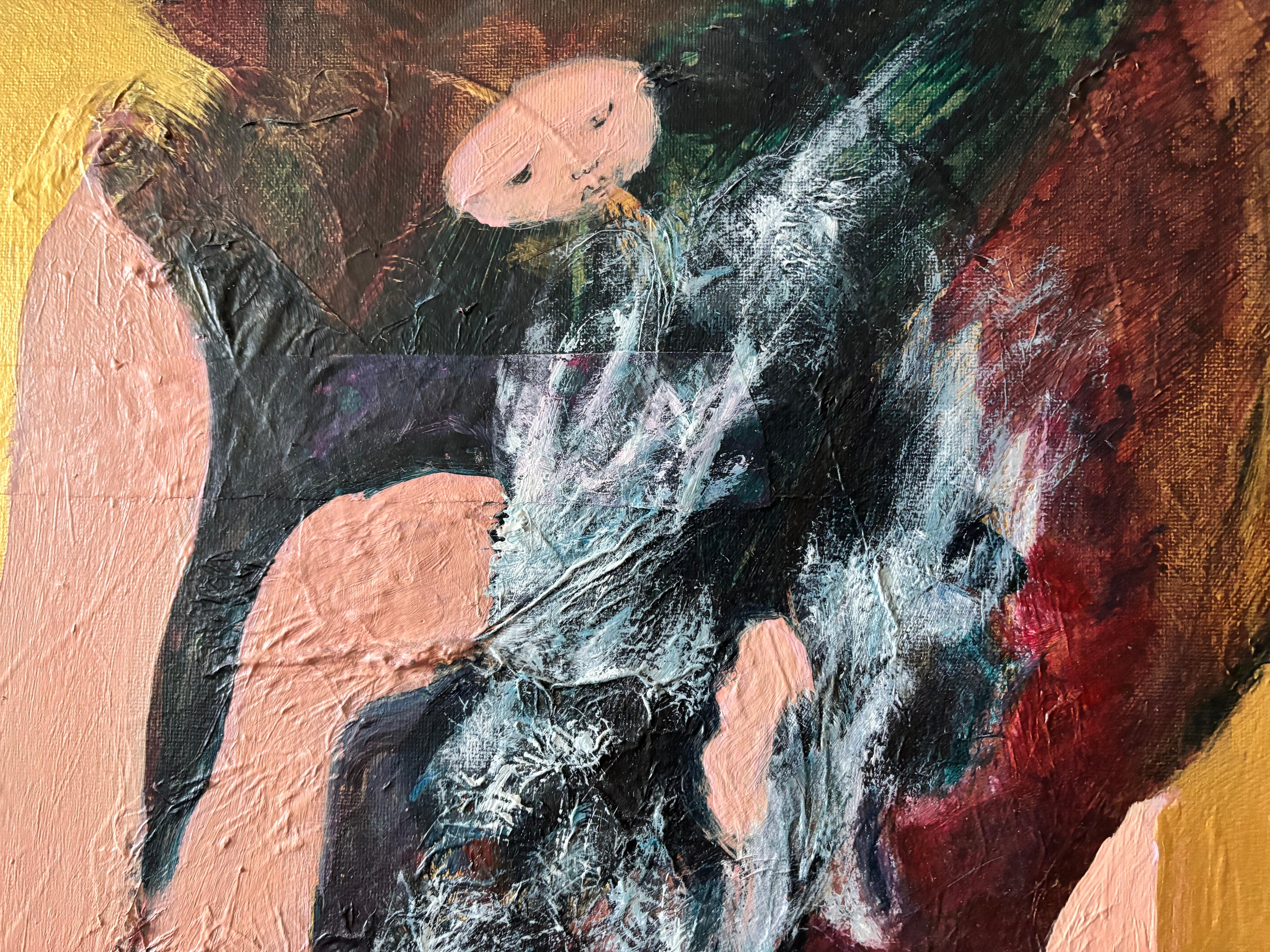 Playing with Surf - Peinture acrylique et papier fait main sur toile en vente 4