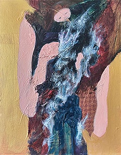 Playing with Surf-Acrylic paint with handmade paper on canvas