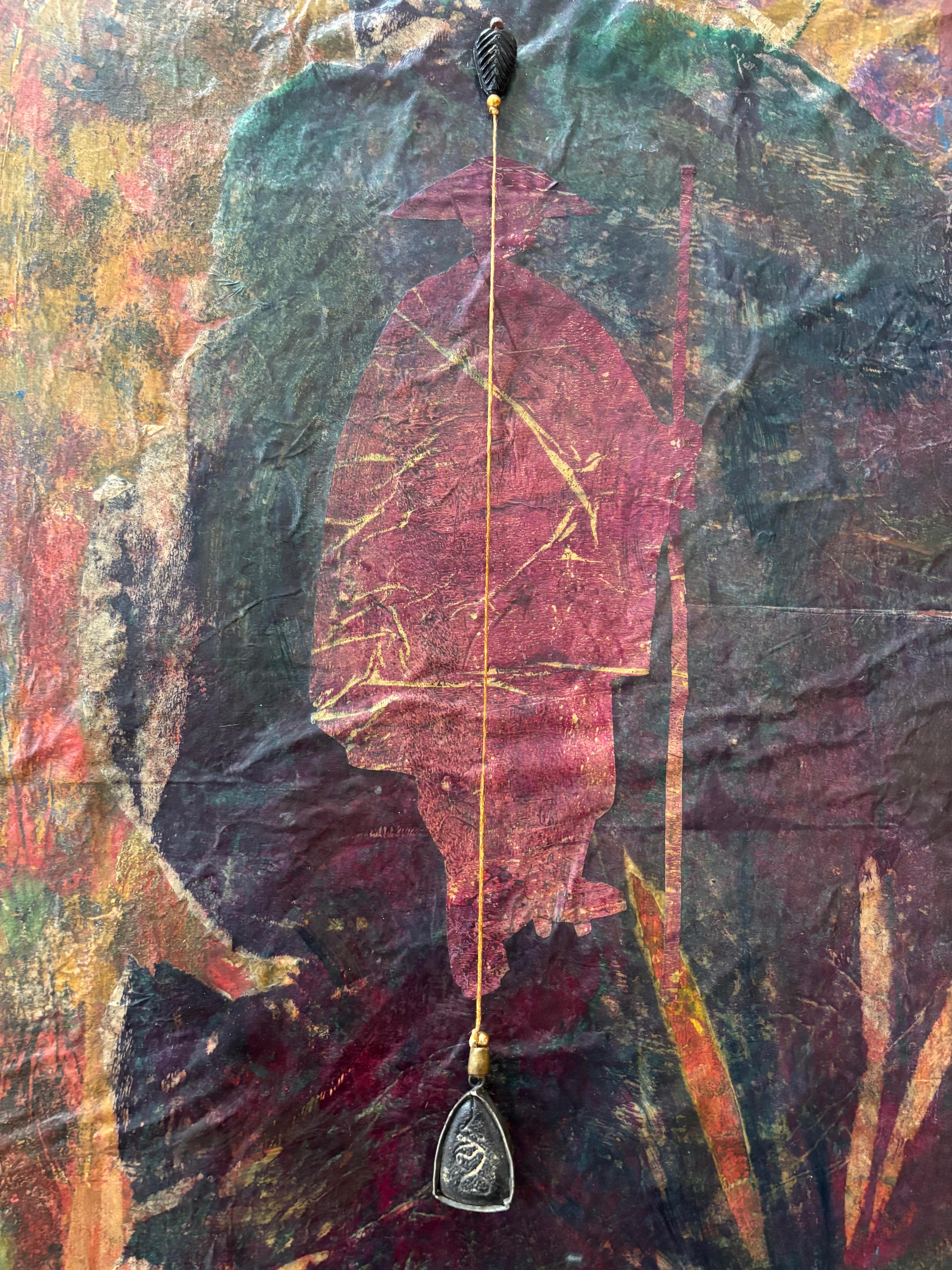 Plumb Line Series #II Kaltwachs, Monoprints, Ölstift mit gefundenem Objekt (Sonstige Kunststile), Painting, von Majio