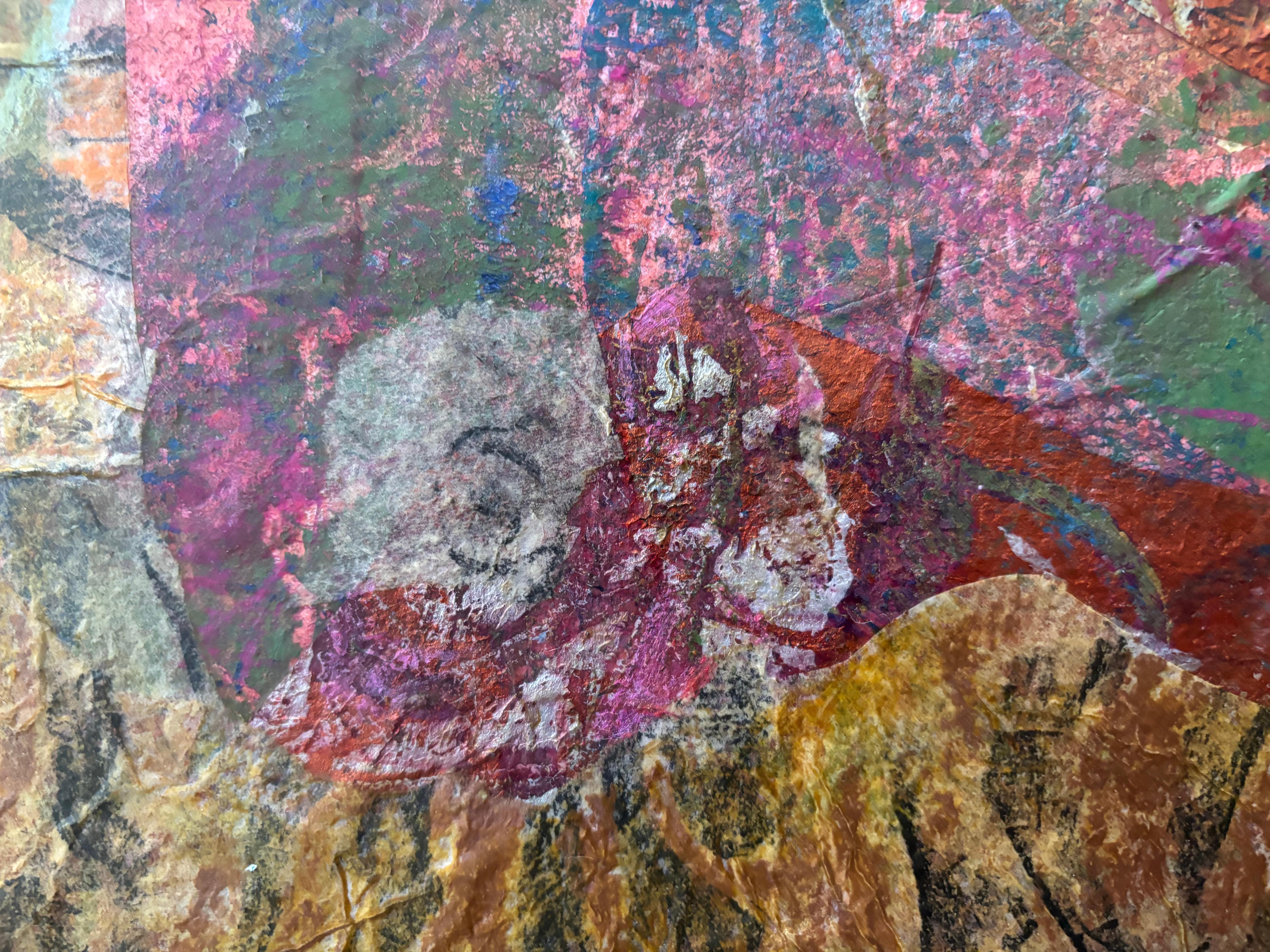 Plumb Line Series # III Kaltwachs, Monoprints, Ölstift mit gefundenem Objekt im Angebot 5