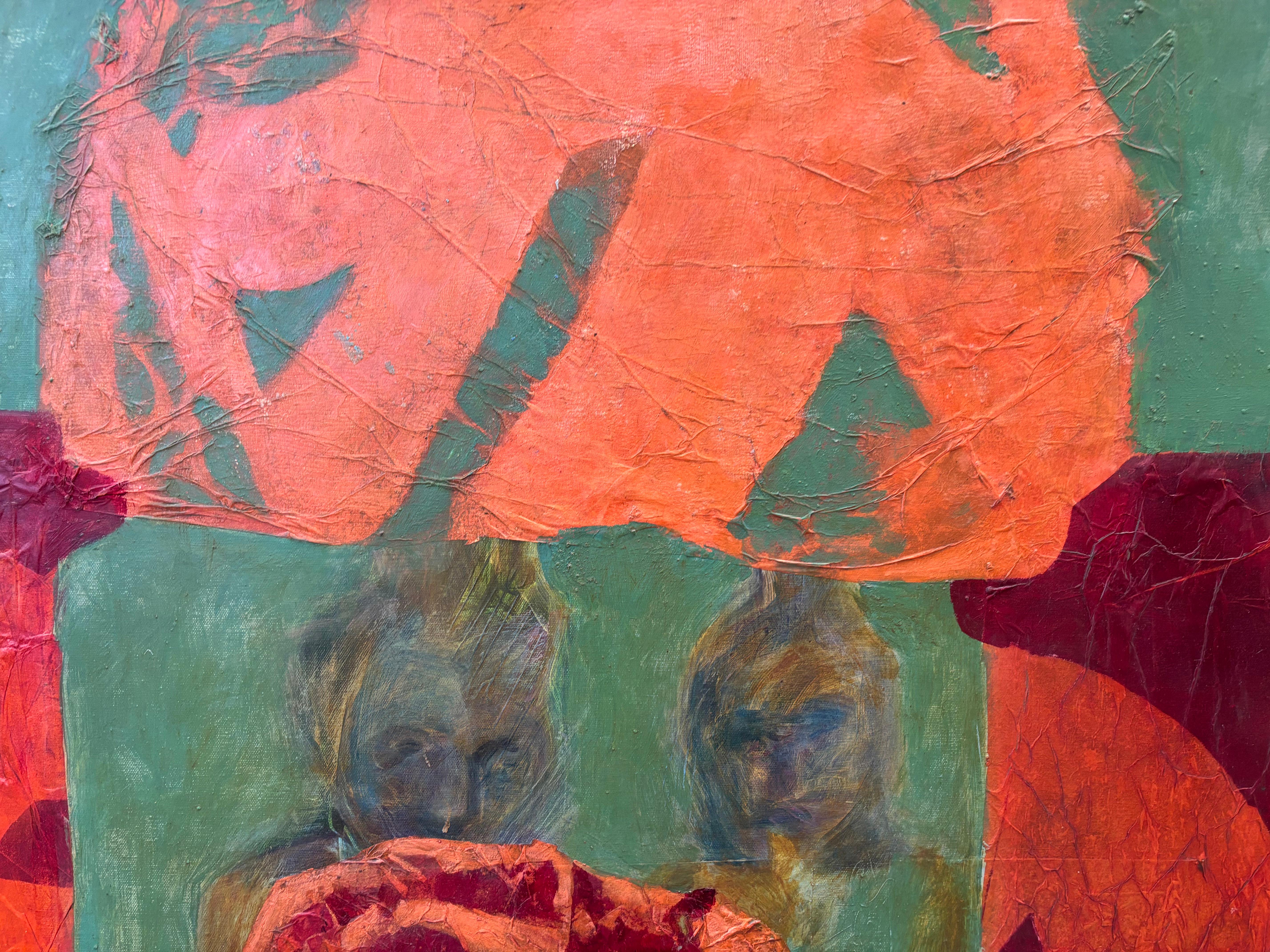 Porträt des Anderen - Acrylmalerei, Seidenpapier, große Monoprints auf Leinwand. – Painting von Majio