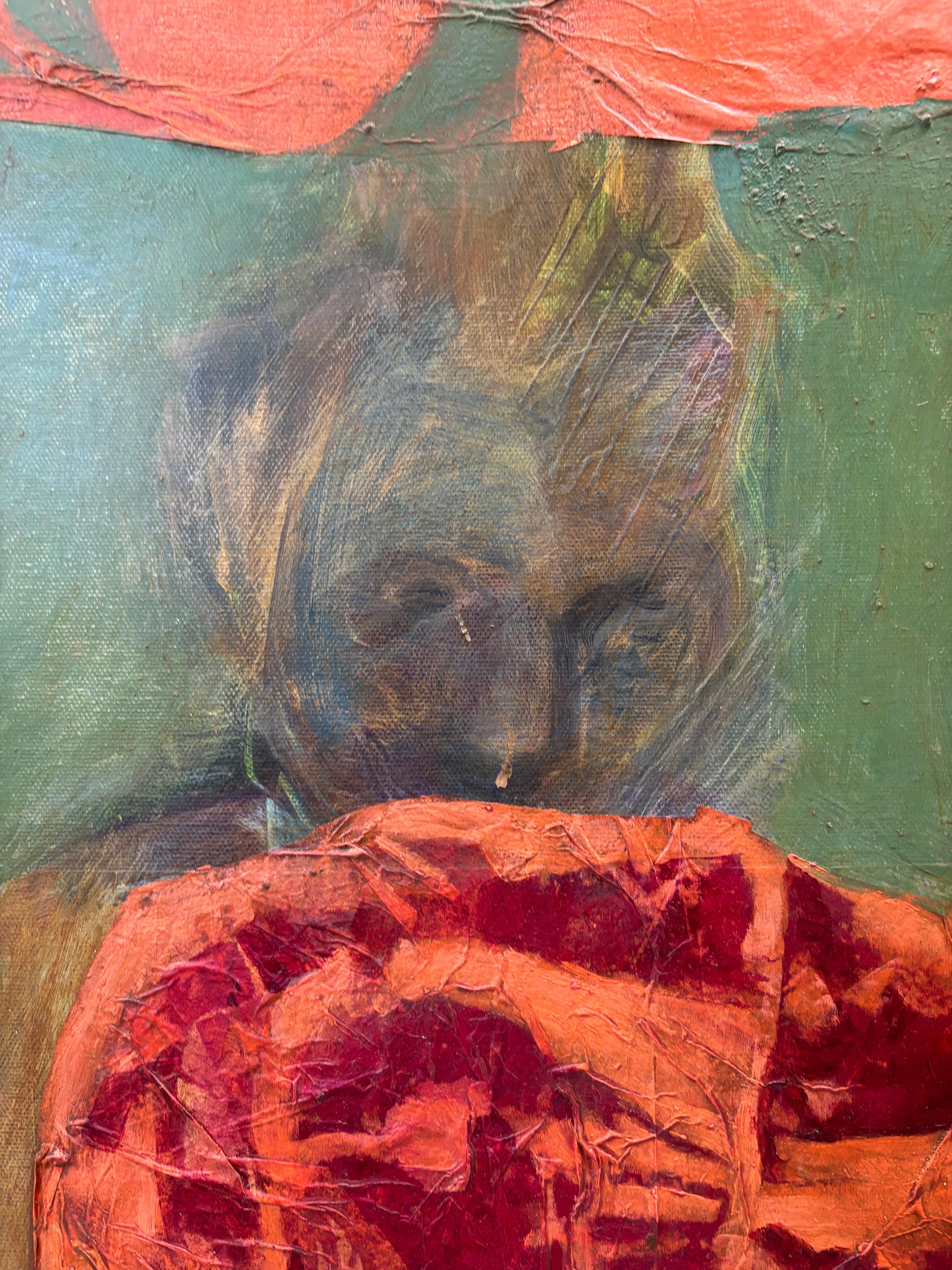 Porträt des Anderen - Acrylmalerei, Seidenpapier, große Monoprints auf Leinwand. (Moderne), Painting, von Majio