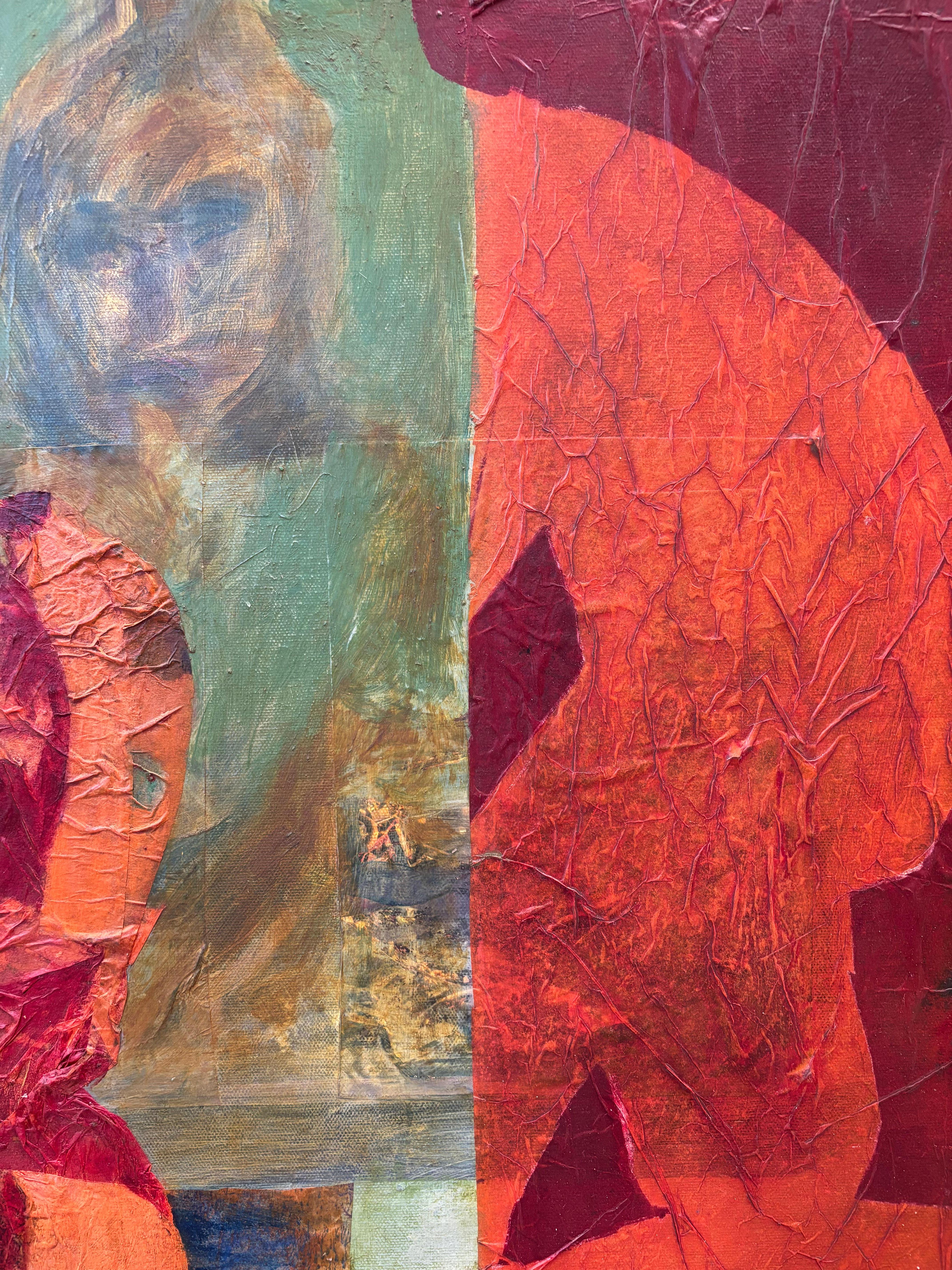 Porträt des Anderen - Acrylmalerei, Seidenpapier, große Monoprints auf Leinwand. im Angebot 3
