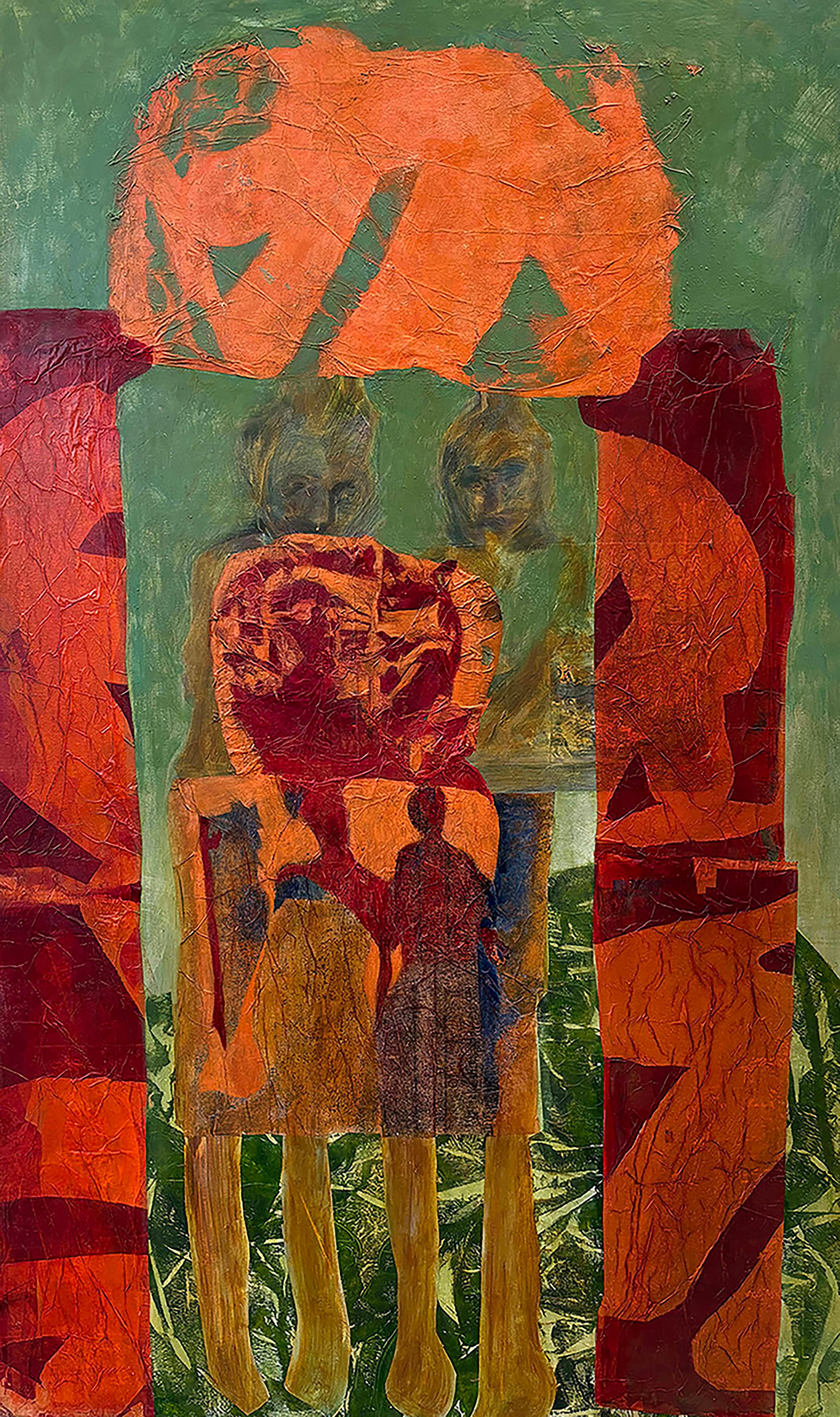 Portrait of Other-Acrylic painting, tissue paper, large monoprints on canvas.