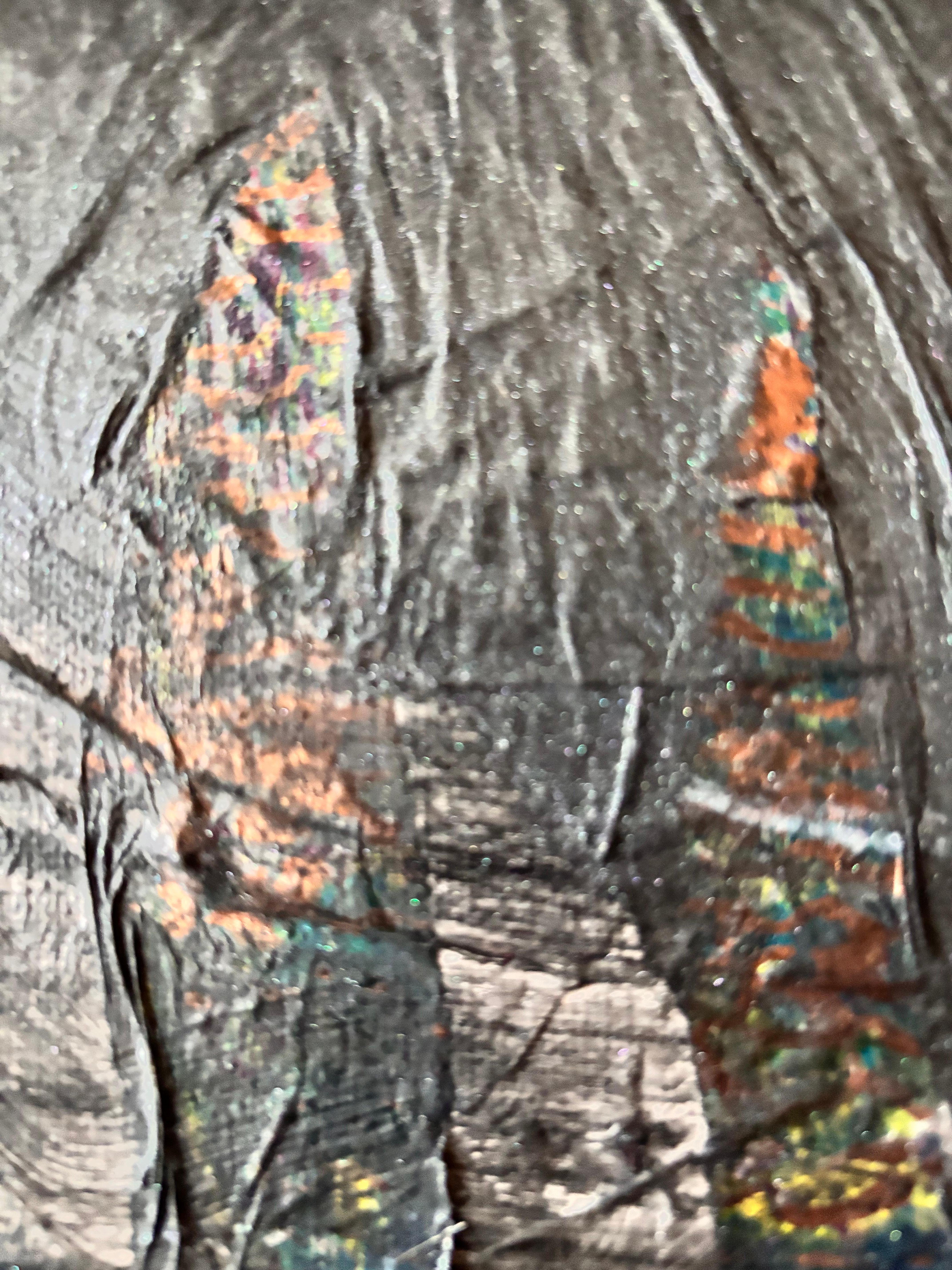 Sentinel at the Border Graphit und Papier auf Leinwand im Angebot 1