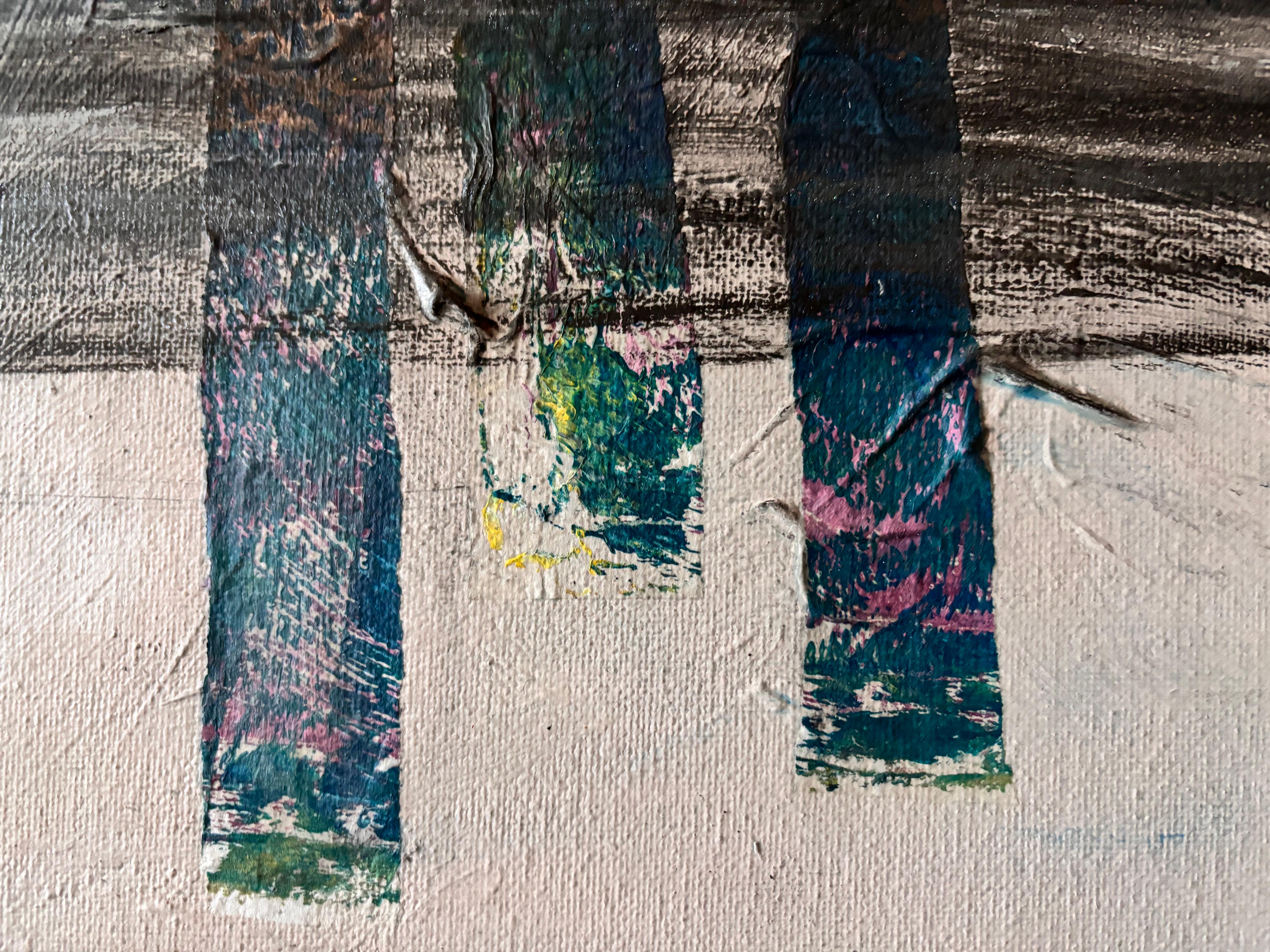 Sentinel at the Border Graphit und Papier auf Leinwand im Angebot 2