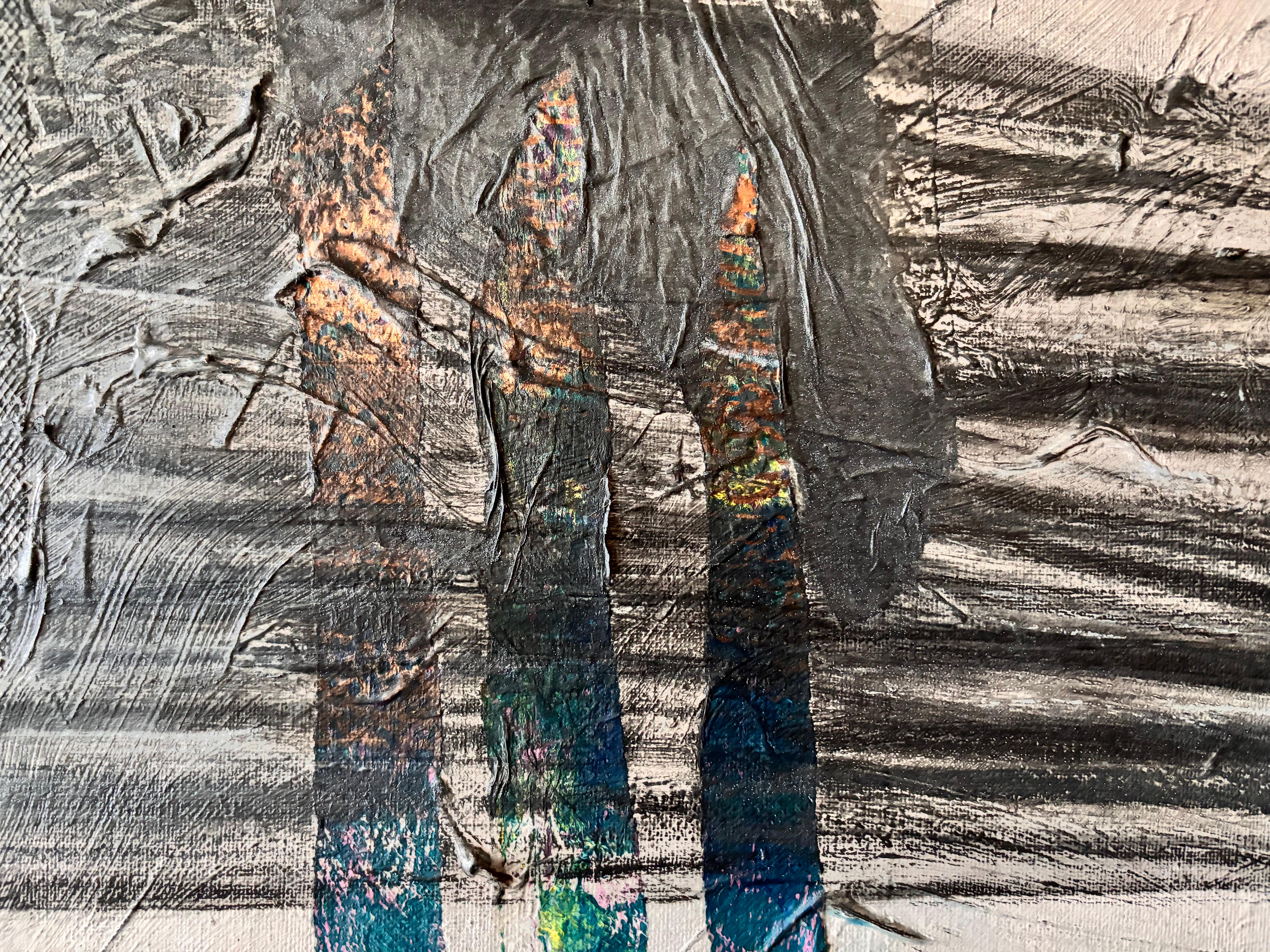 Sentinel at the Border Graphit und Papier auf Leinwand im Angebot 3