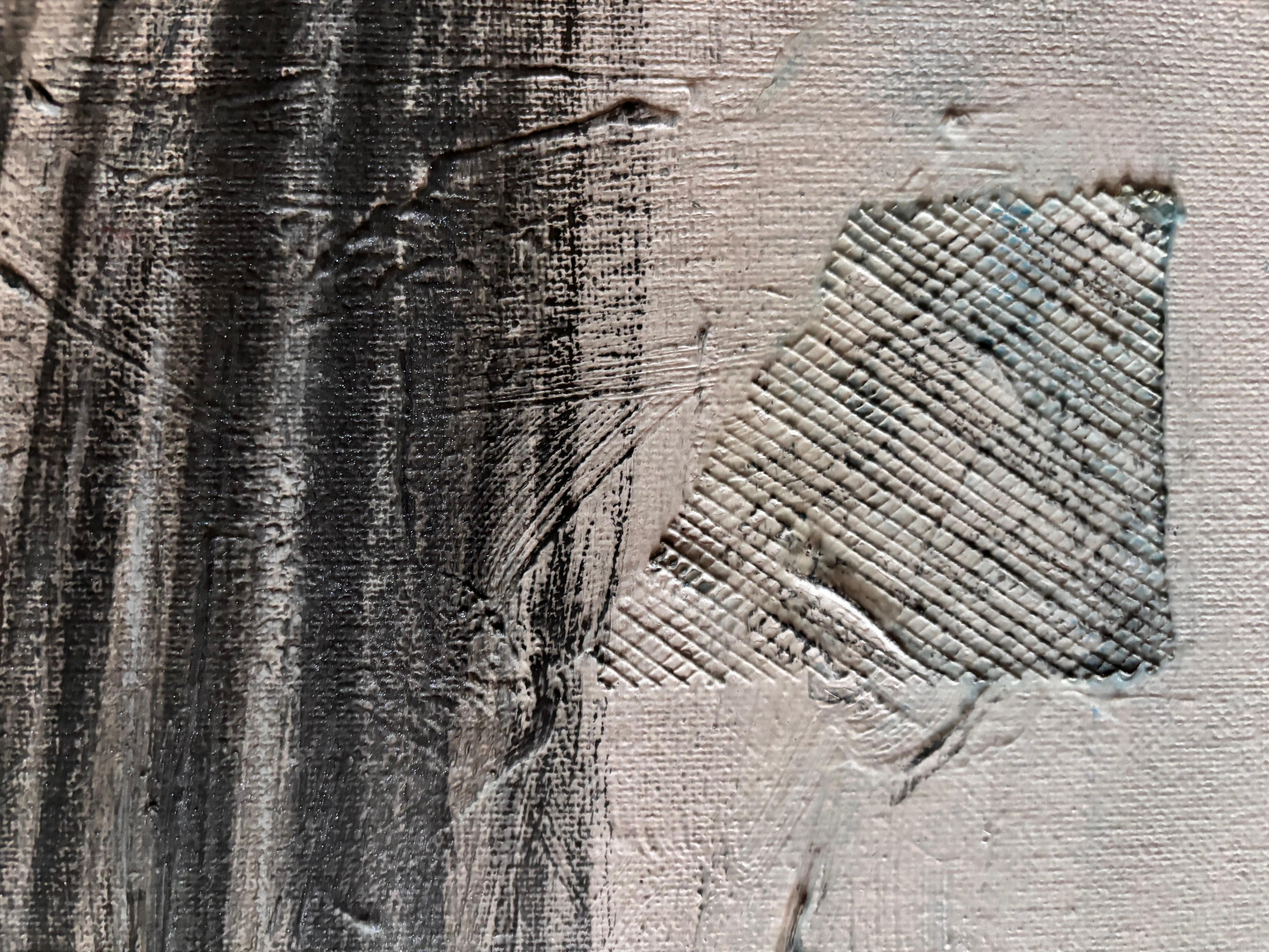 Sentinel at the Border Graphit und Papier auf Leinwand im Angebot 4