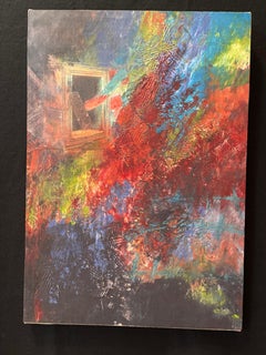 Skateboard Portal II - paper, linen, fiberboard, acrylic, cold wax, graphite.