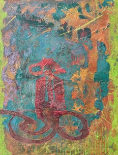 Tyme Capsule Kaltwachs, Monoprints, Ölstift auf Leinwand