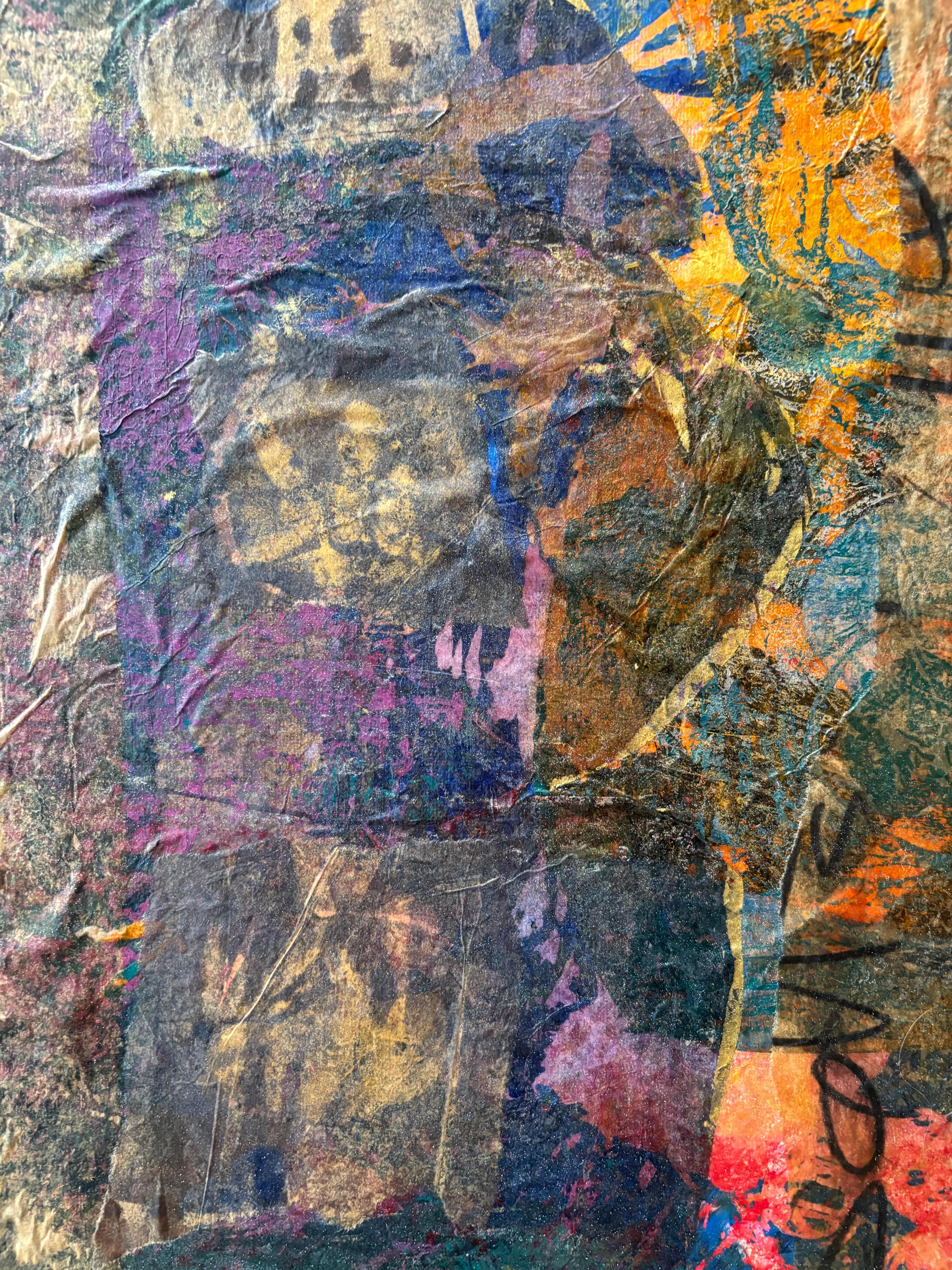 Steinlaterne in Zeit I  Kaltwachs, Monoprints, Ölstift auf (Sonstige Kunststile), Painting, von Majio