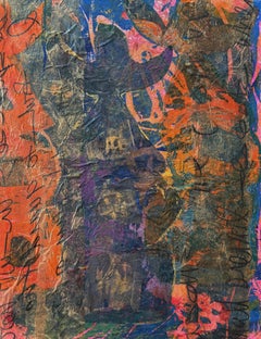 Stone Lantern in Tyme I  Cold wax, monoprints, oil stick on