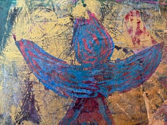 A Stone Lantern in Tyme II Cire froide, monoprints, bâton d'huile sur toile