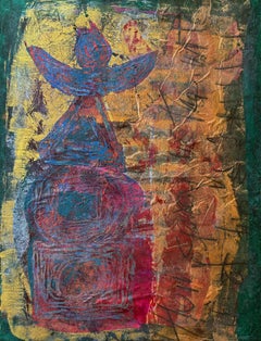 Stone Lantern in Tyme II Cold wax, monoprints, oil stick on canvas