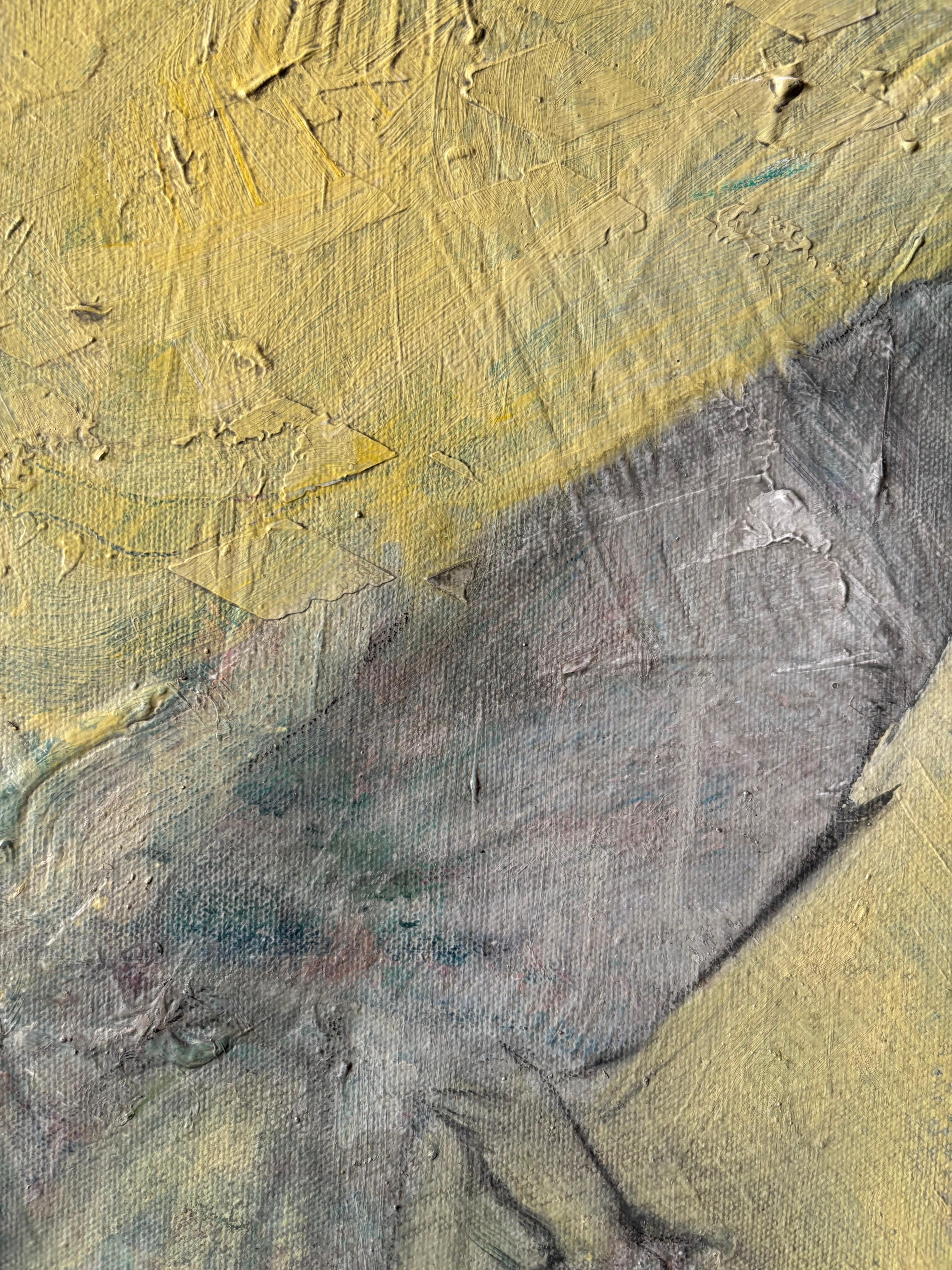 Animaux I : Parler d'un trait bleu - Beige Animal Painting par Majio