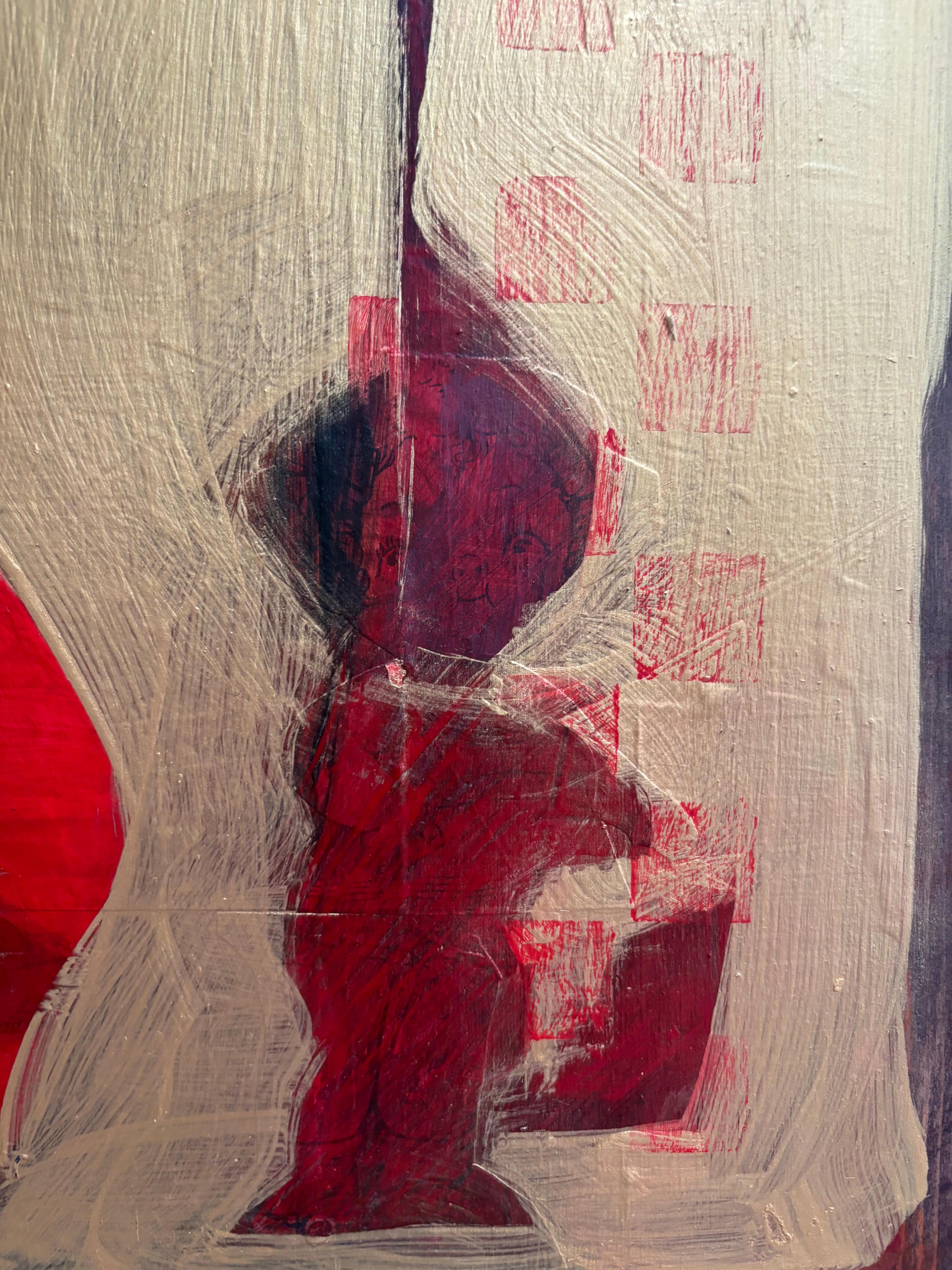 Small Wooden Pieces I: Tango Dolly Dingle Series: Dolly with Squares - Abstract Painting by Majio
