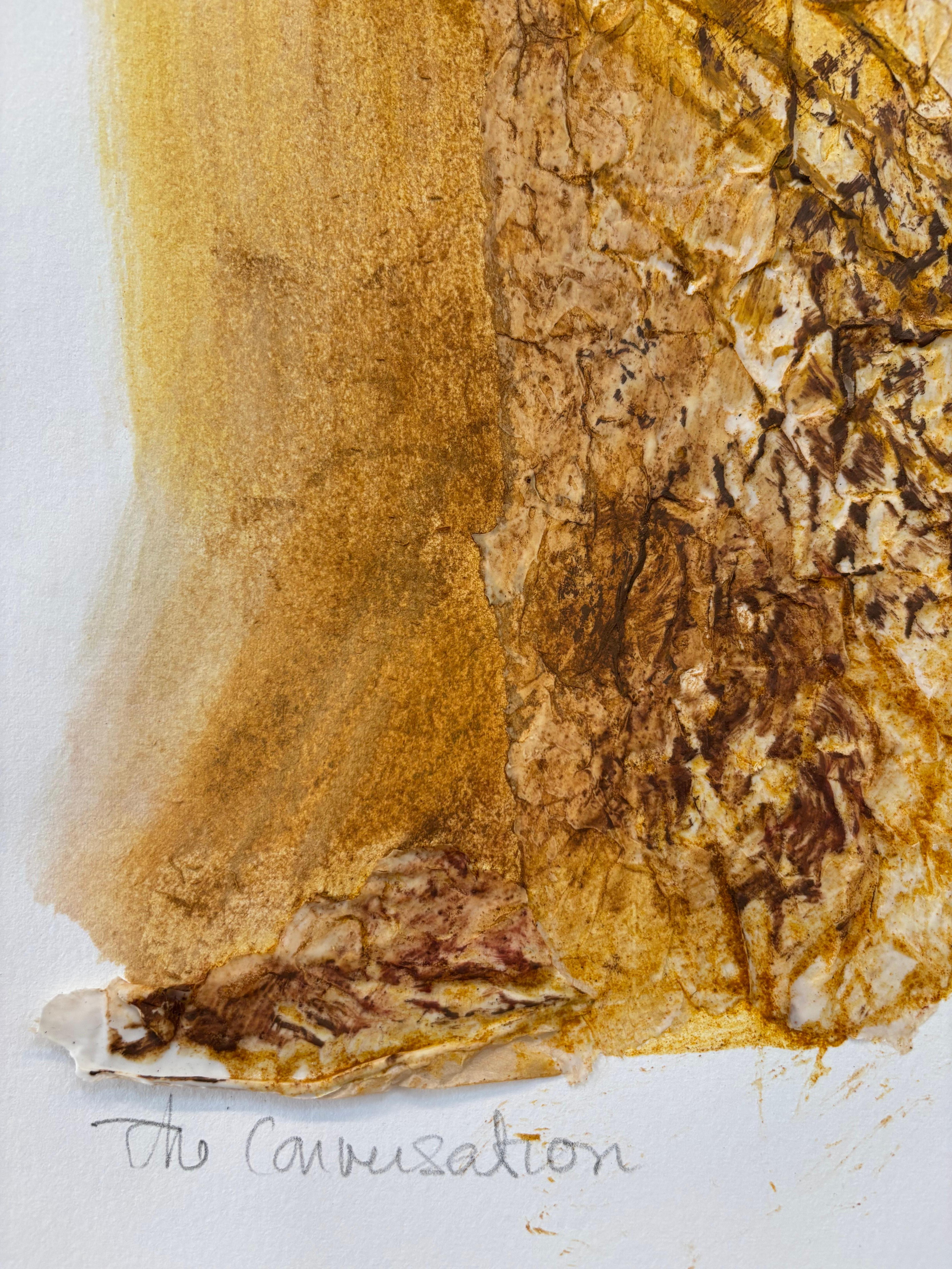 La conversazione - Abstract Painting Marrone di Majio