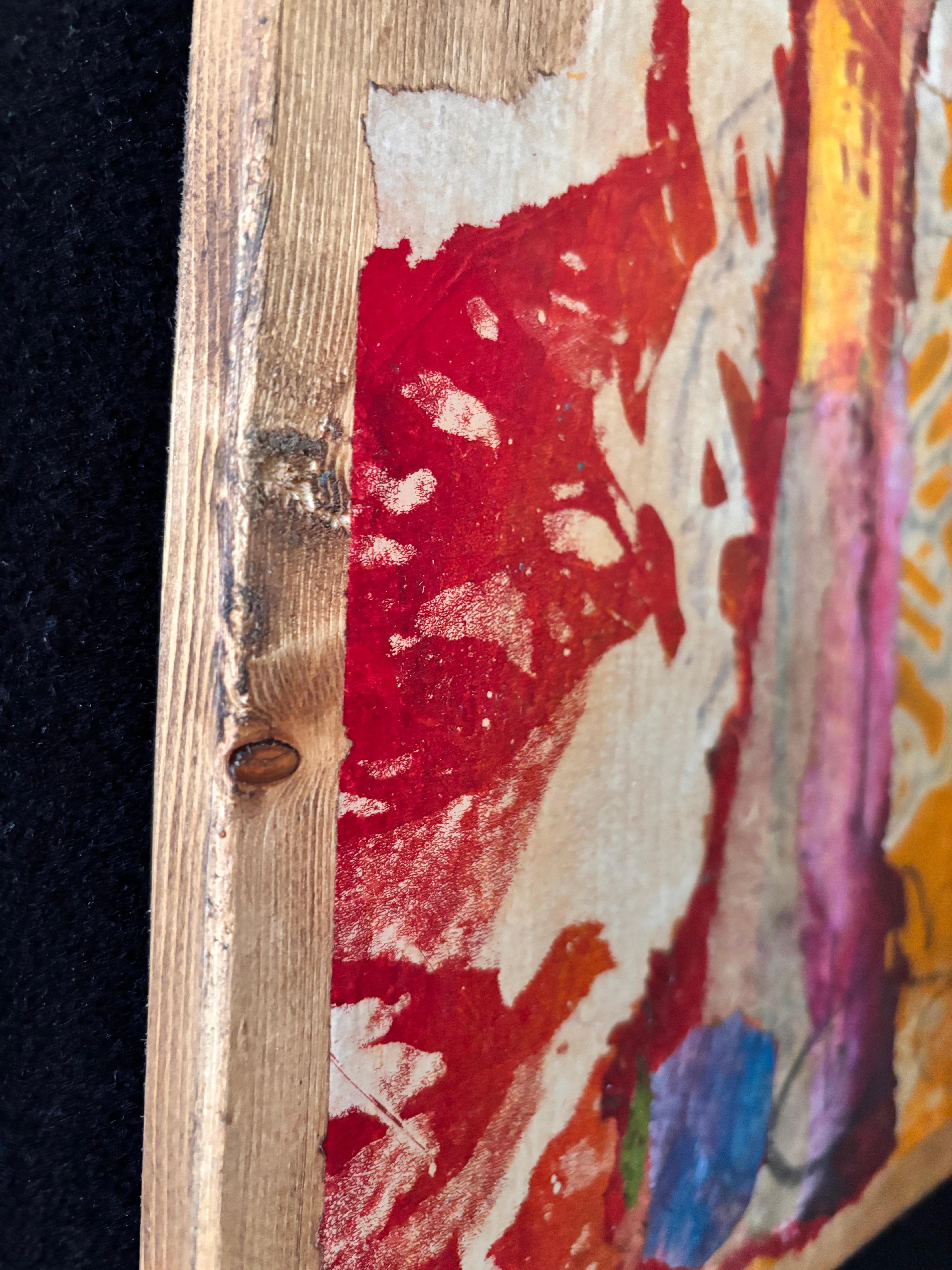 Turm Acrylfarbe auf Holz im Angebot 8