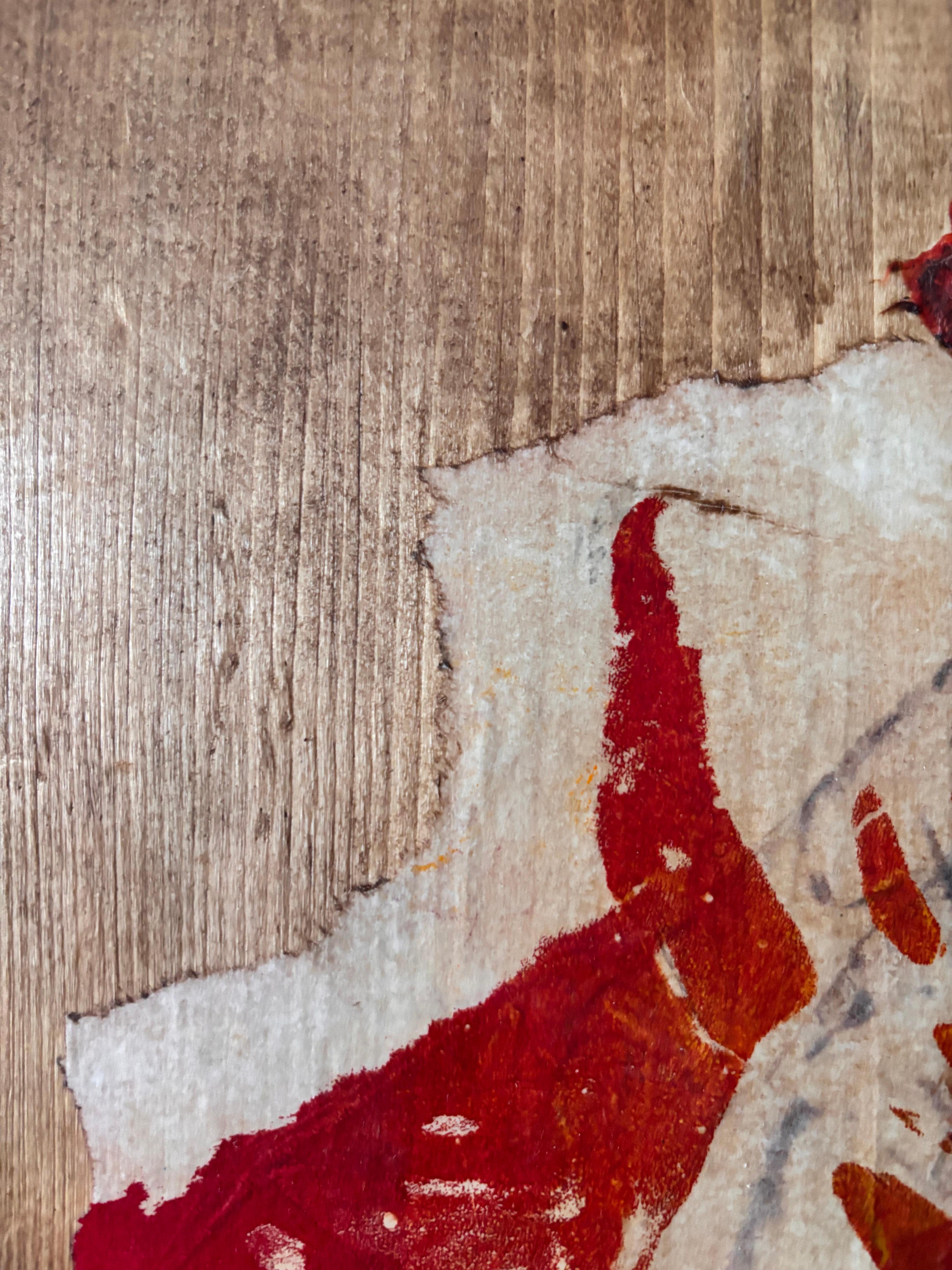 Turm Acrylfarbe auf Holz im Angebot 1