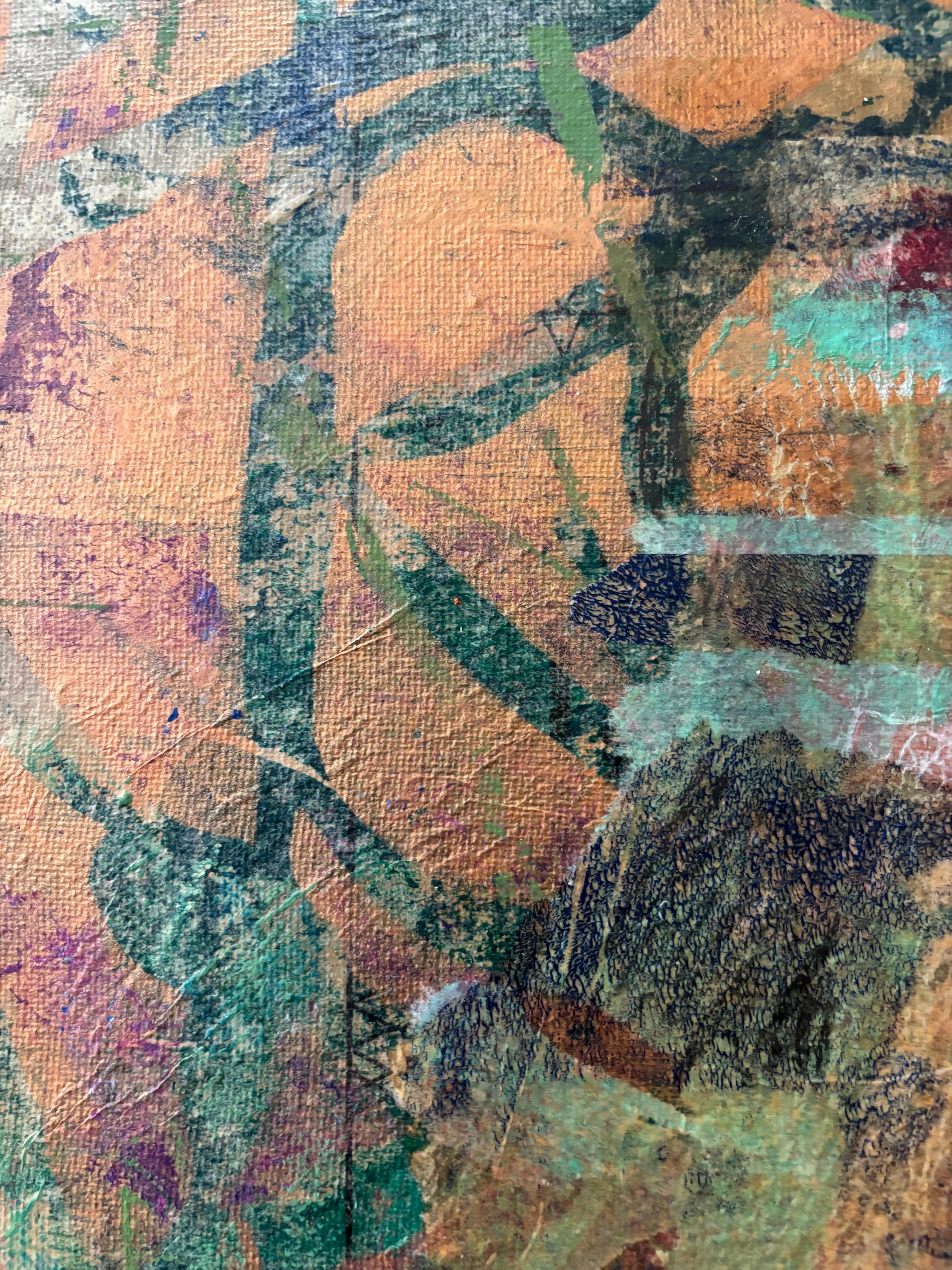 Tyme Capsule Kaltwachs, Monoprints, Ölstift auf Leinwand – Painting von Majio