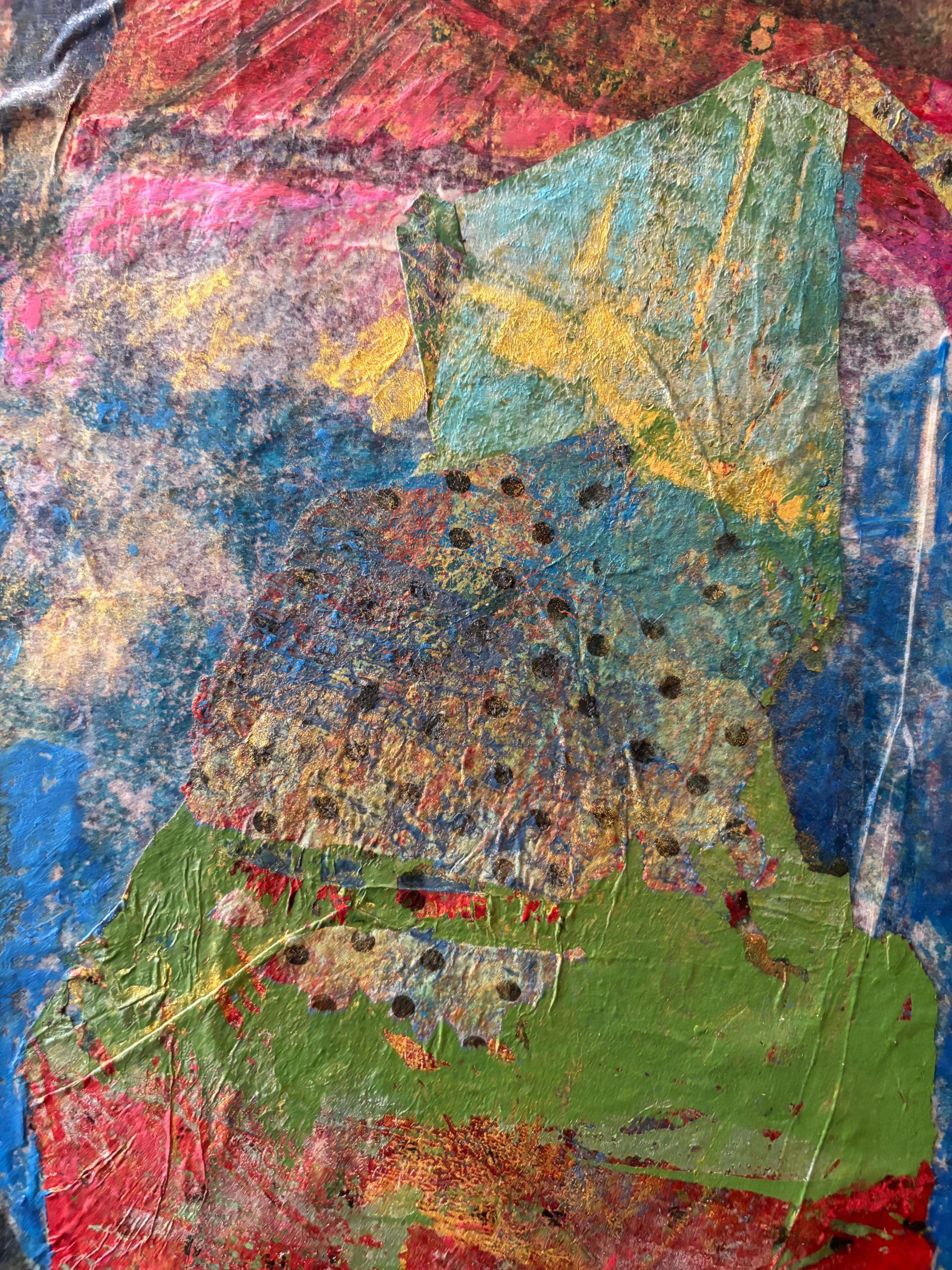 Tyme Generator Cold wax, monoprints, oil stick on canvas (Braun), Abstract Painting, von Majio