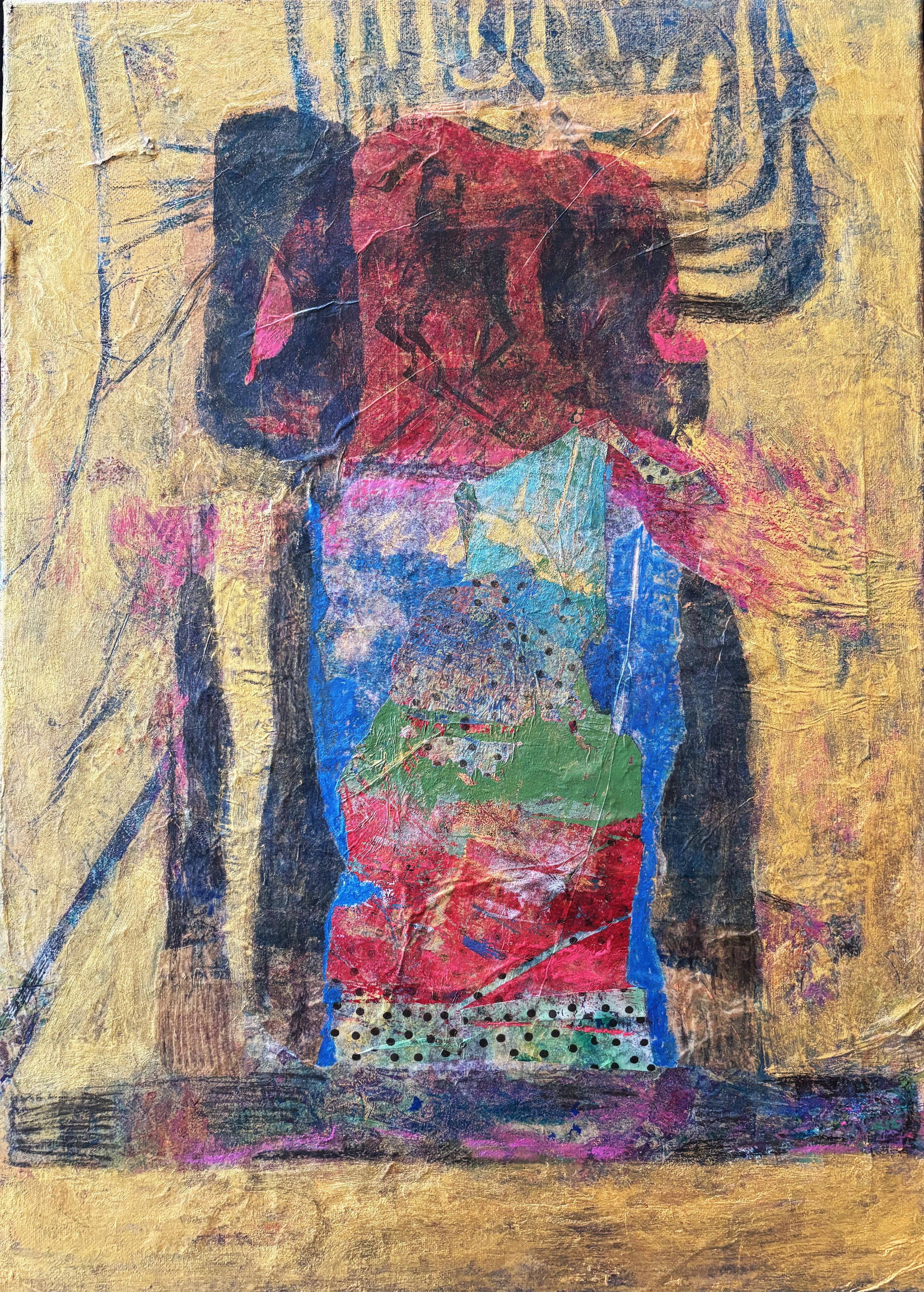Majio Abstract Painting - Tyme Generator Cold wax, monoprints, oil stick on canvas