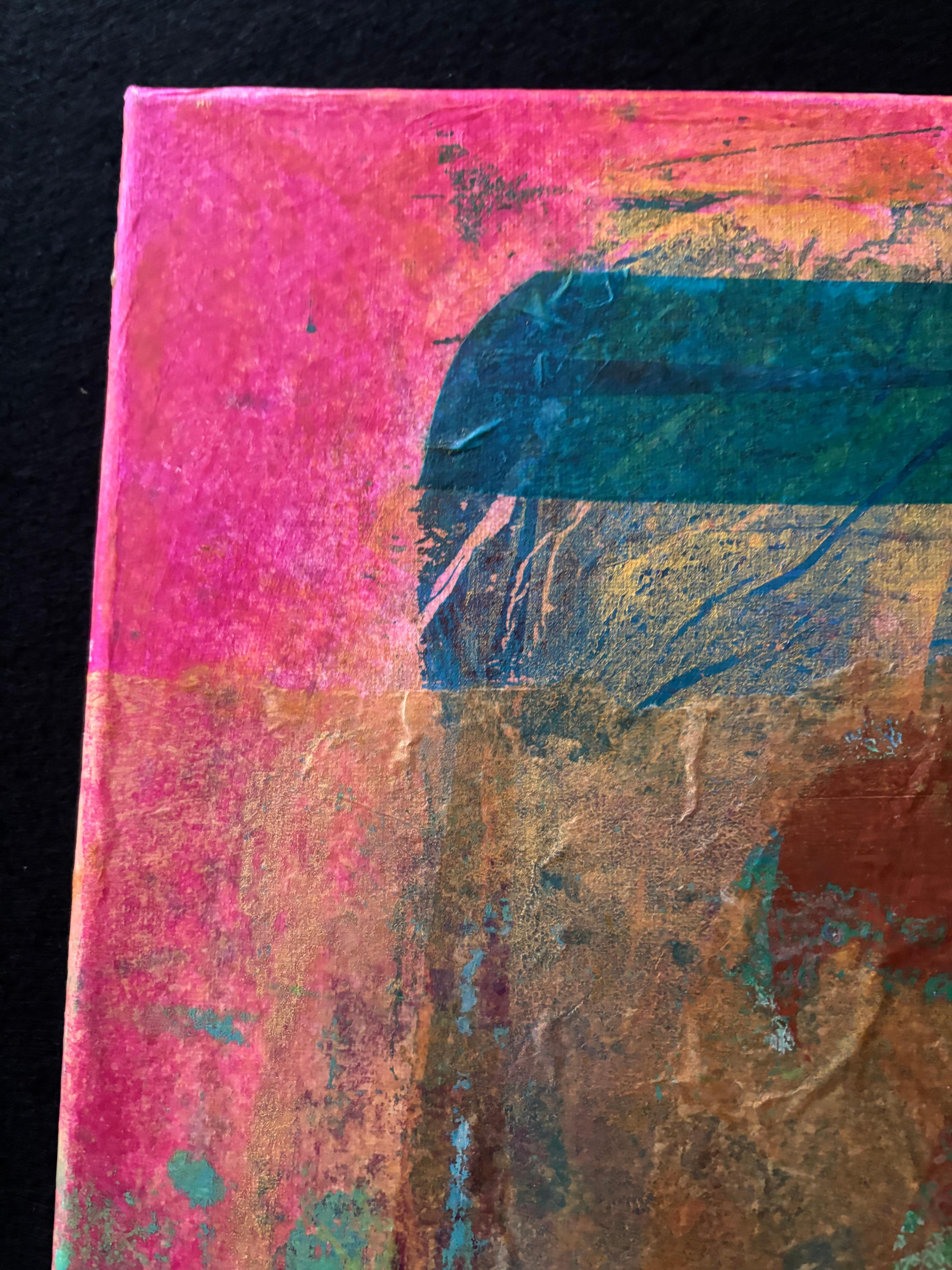 Tyme of Revolution Cold wax, monoprints, transfer, oil stick on – Painting von Majio