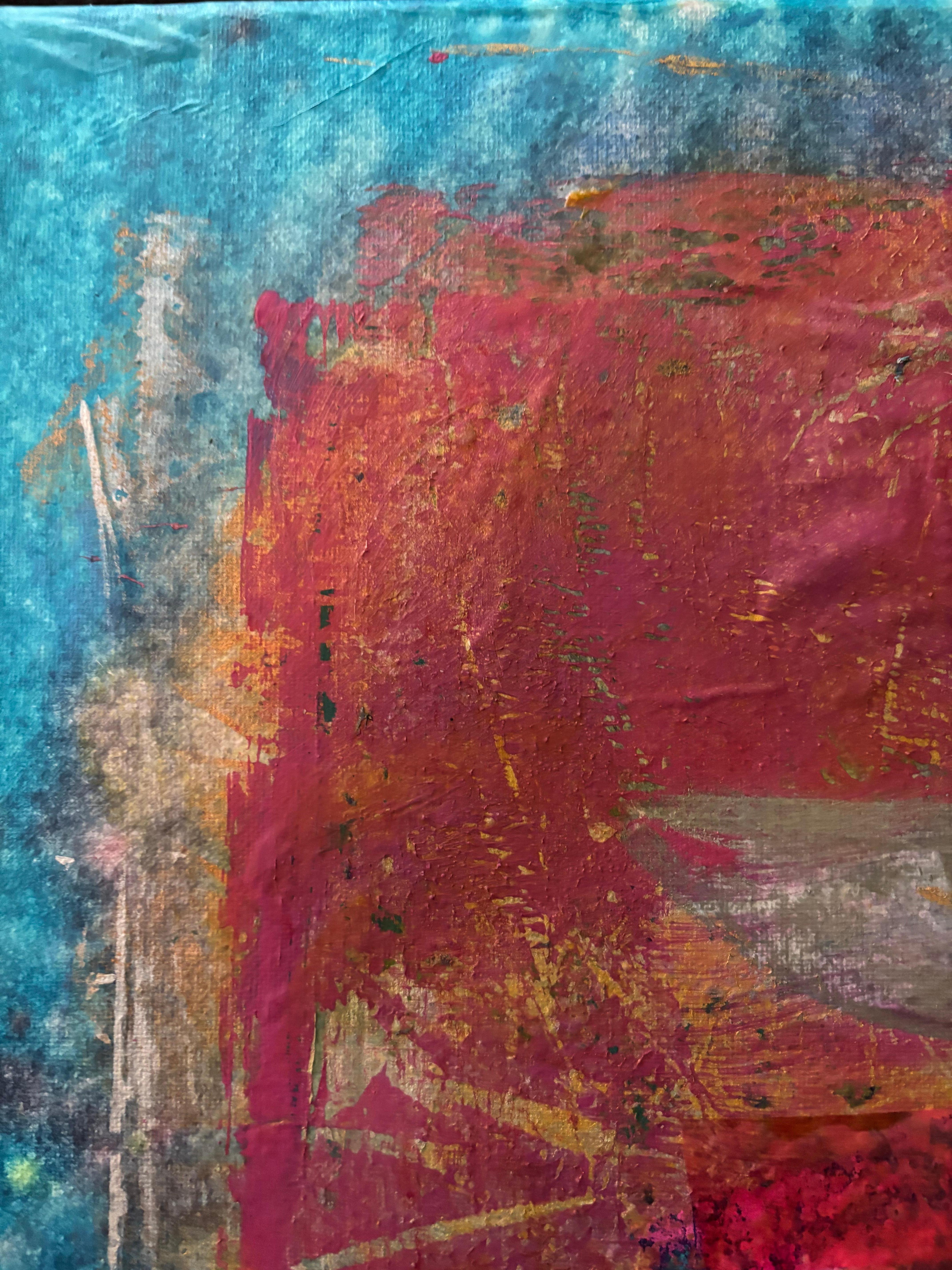 Tyme of Revolution Cold wax, monoprints, transfer on canvas - Painting by Majio