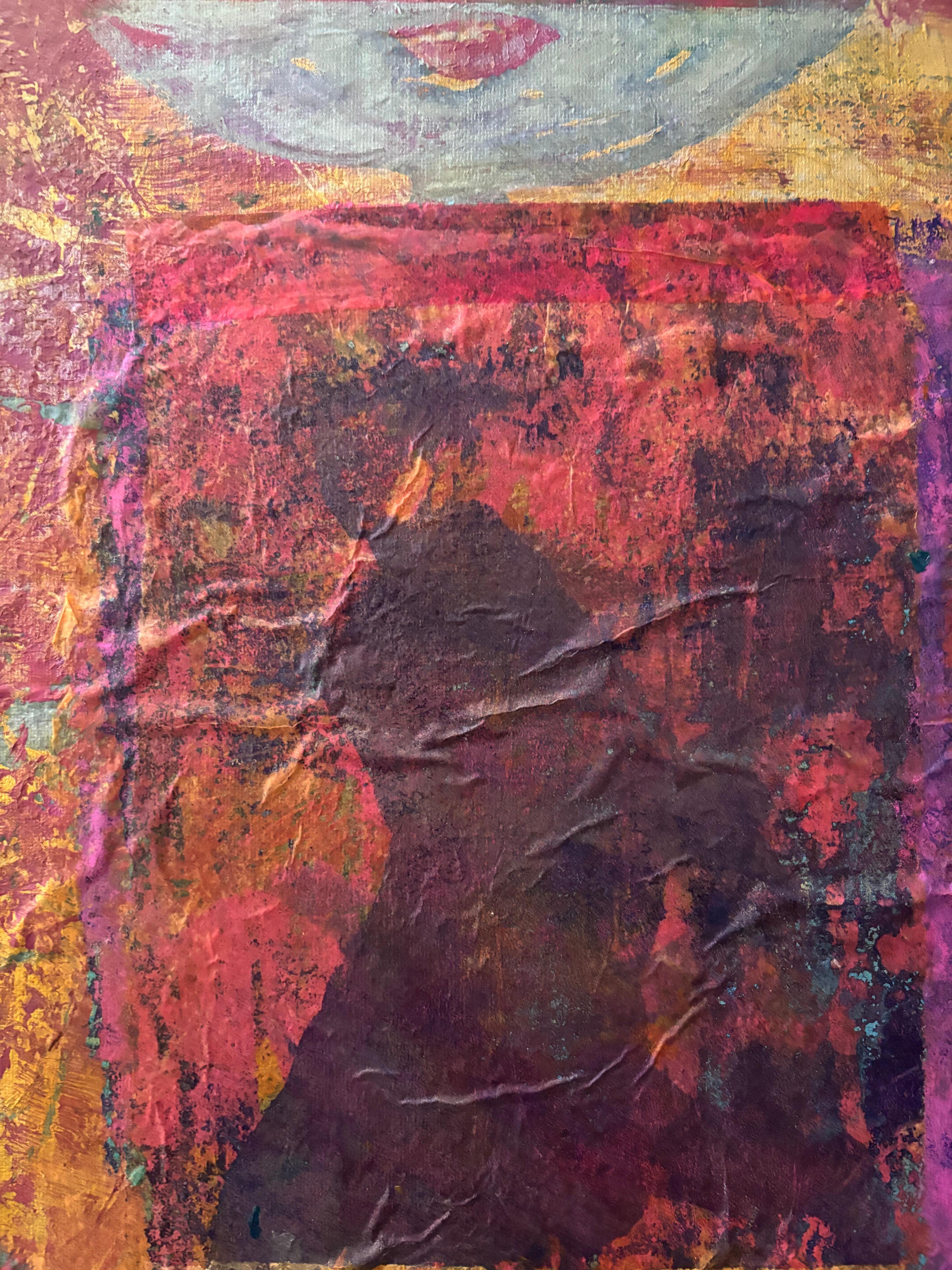 Tyme of Revolution Cold wax, monoprints, transfer on canvas For Sale 2