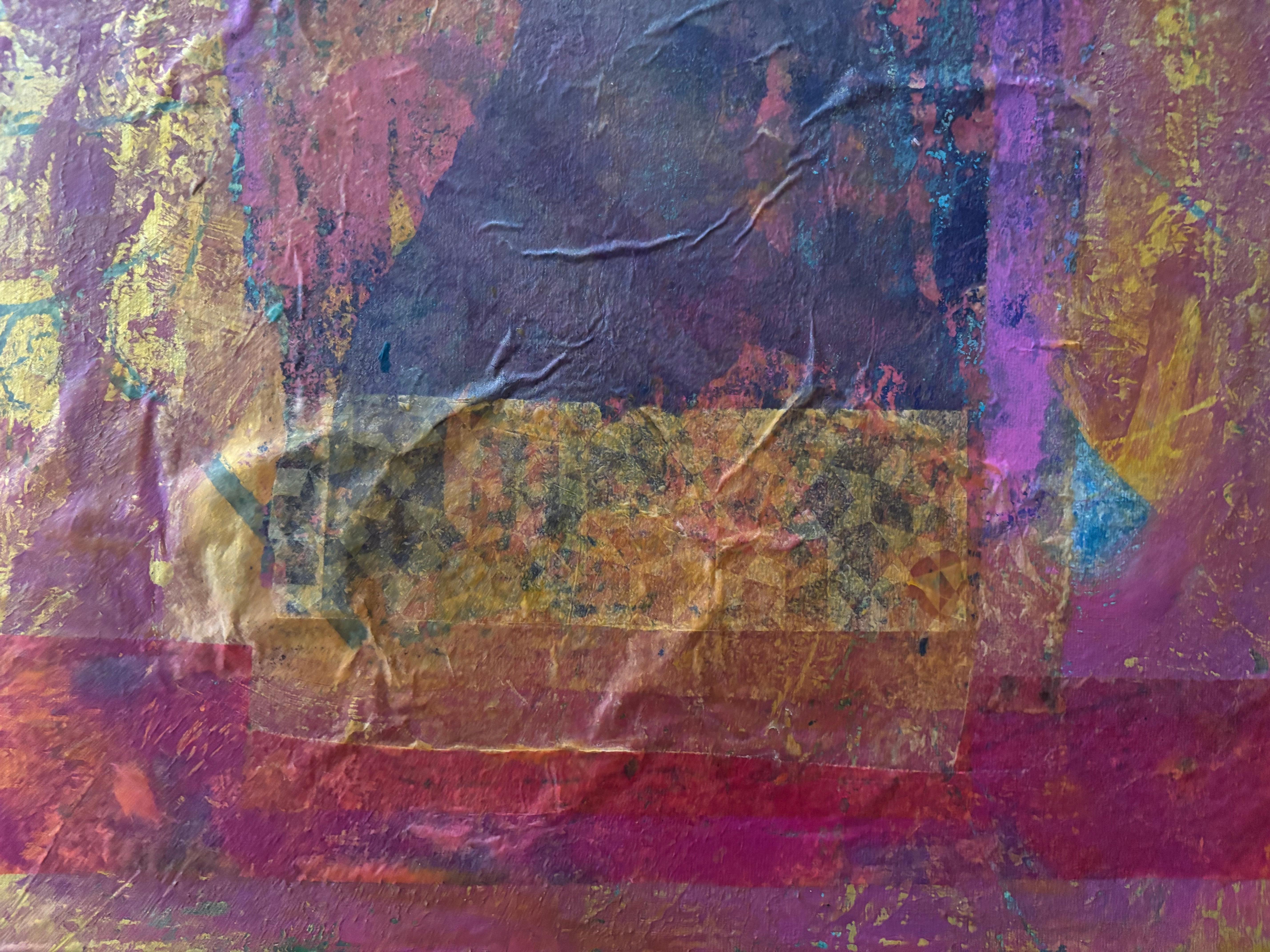Tyme of Revolution Cold wax, monoprints, transfer on canvas For Sale 4