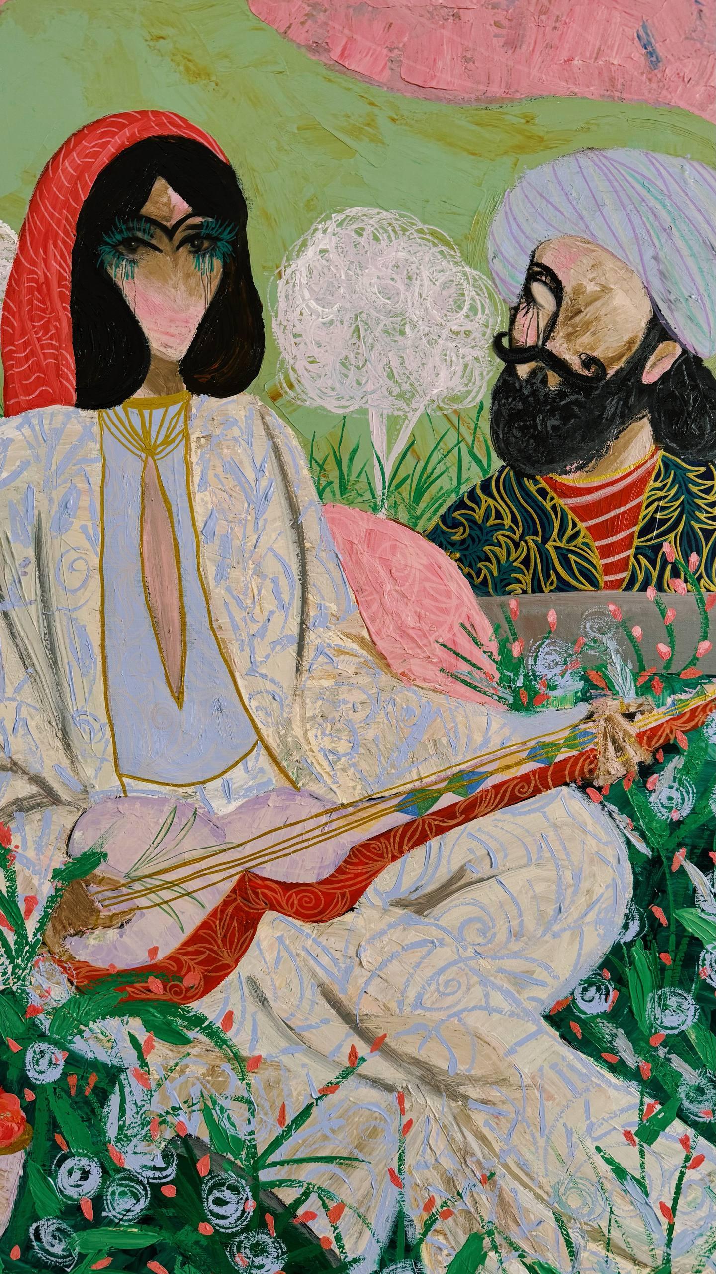 All songs about you, 100x80cm, acrylic on canvas - Painting by Majnun