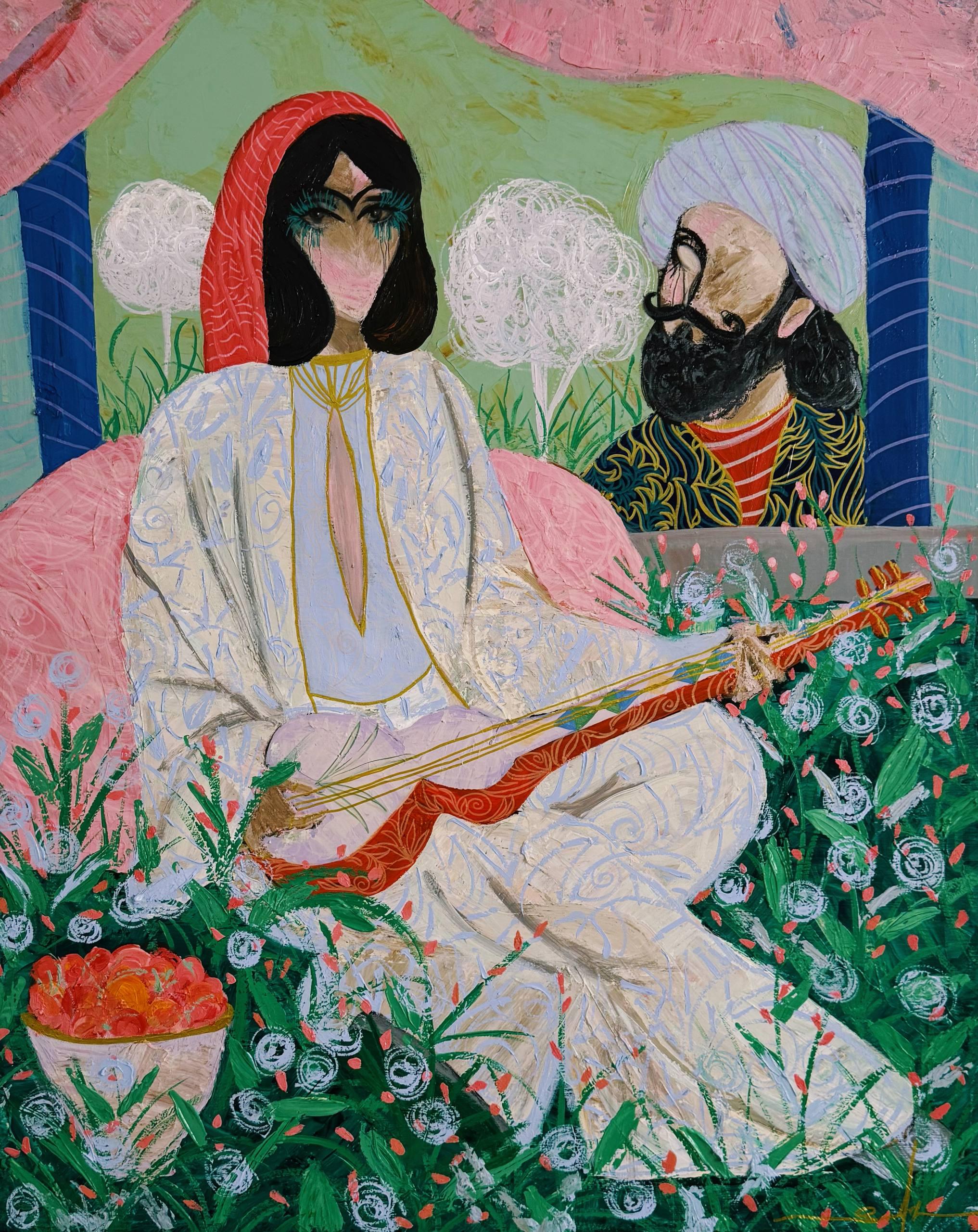 Majnun Figurative Painting - All songs about you, 100x80cm, acrylic on canvas