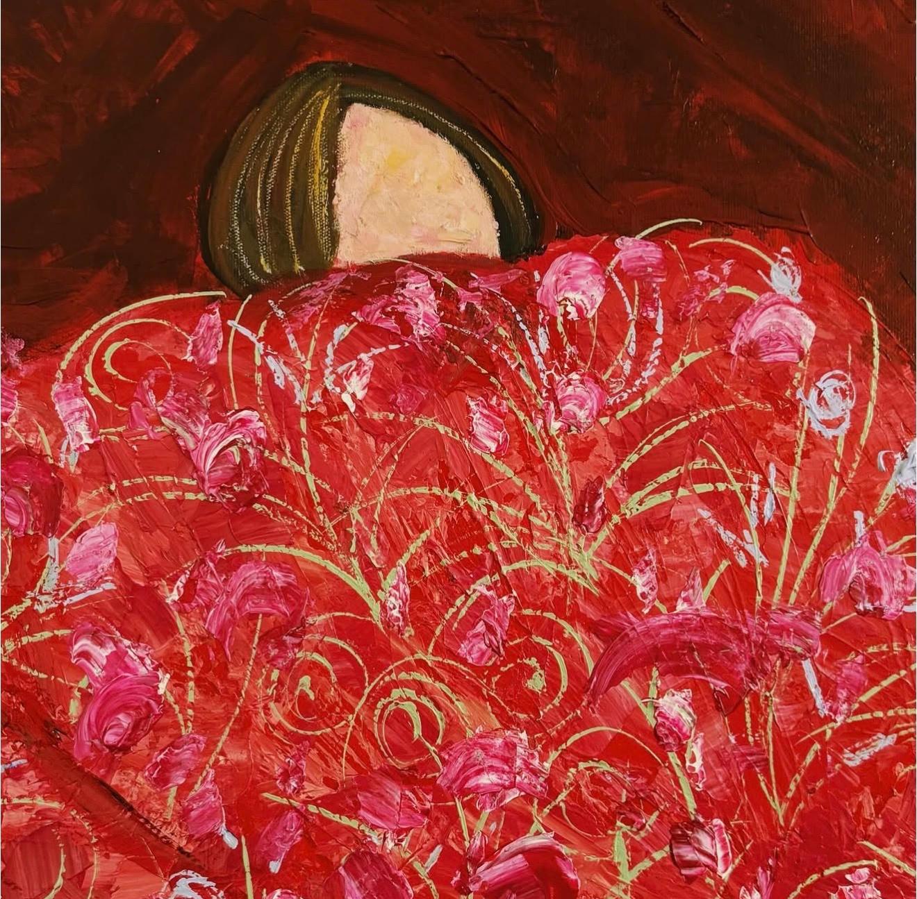 Reiterin in Rot, 150x150 cm, Acryl auf Leinwand (Zeitgenössisch), Painting, von Majnun