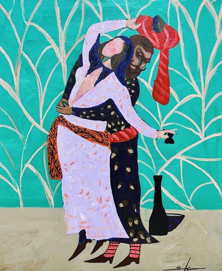 Majnun Figurative Painting - Khosrow and Shirin, 60x50 cm