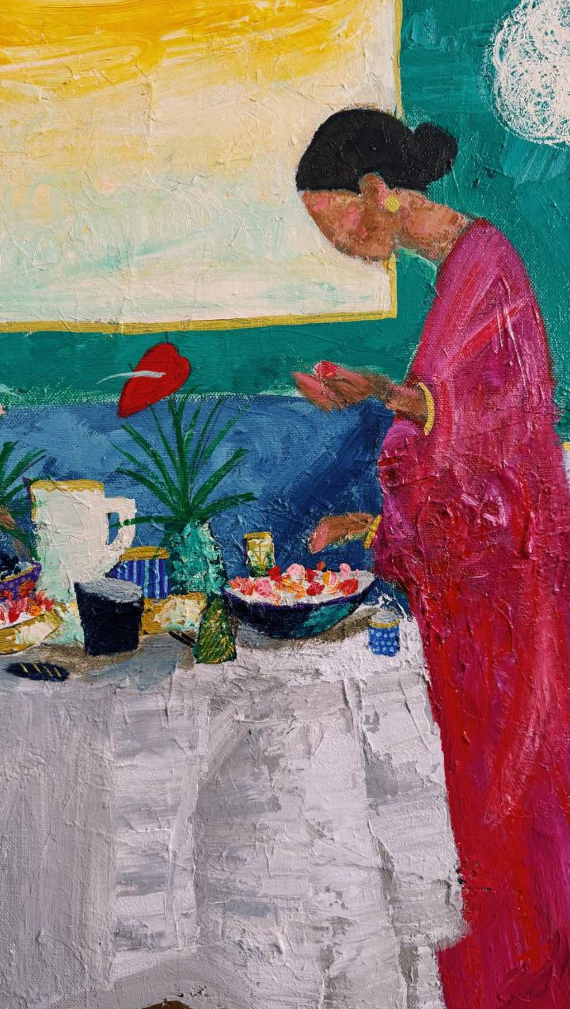 Petit déjeuner, 120x110cm, acrylique sur toile
