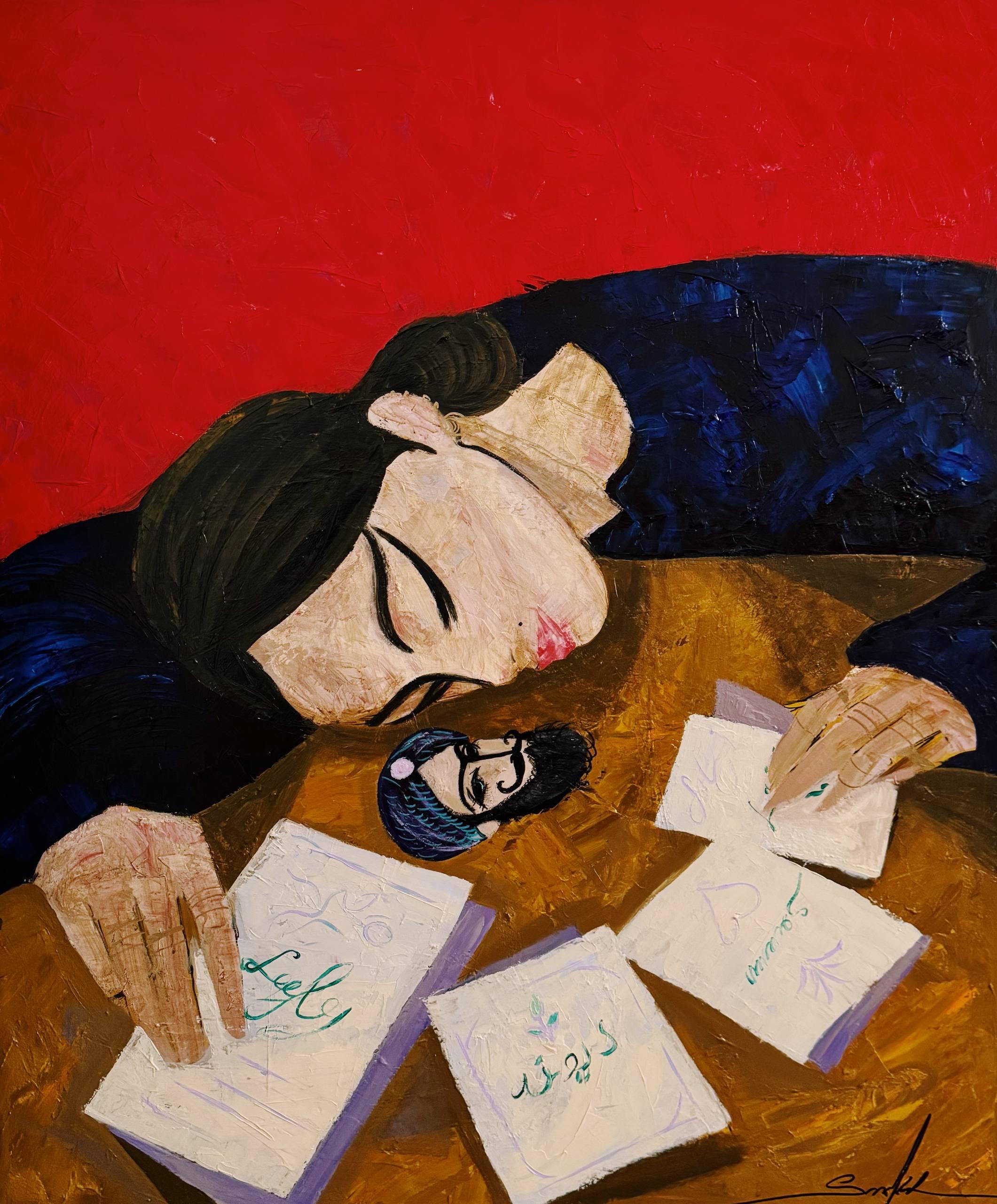 Brief, 120x100cm, Acryl auf Leinwand