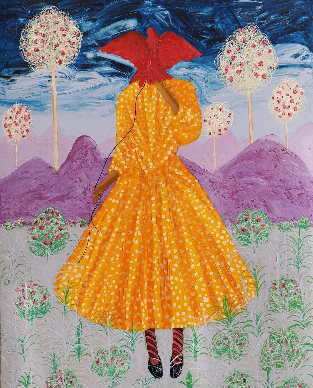 Brief der Liebe, 150x110cm, Acryl auf Leinwand – Art von Majnun