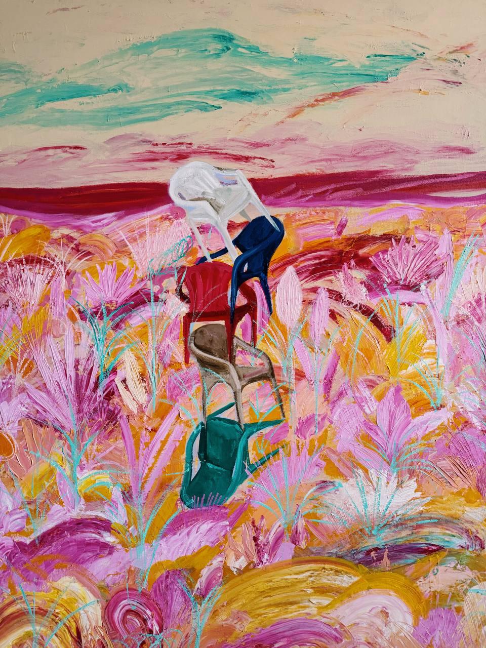 La vida después de nosotros , 150x150cm, acrílico sobre lienzo - Painting de Majnun