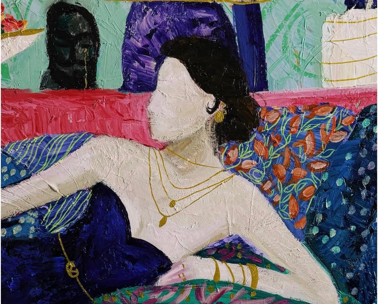 Loneliness embraces me instead of you, 120x100cm, acrylic on canvas - Contemporary Art by Majnun