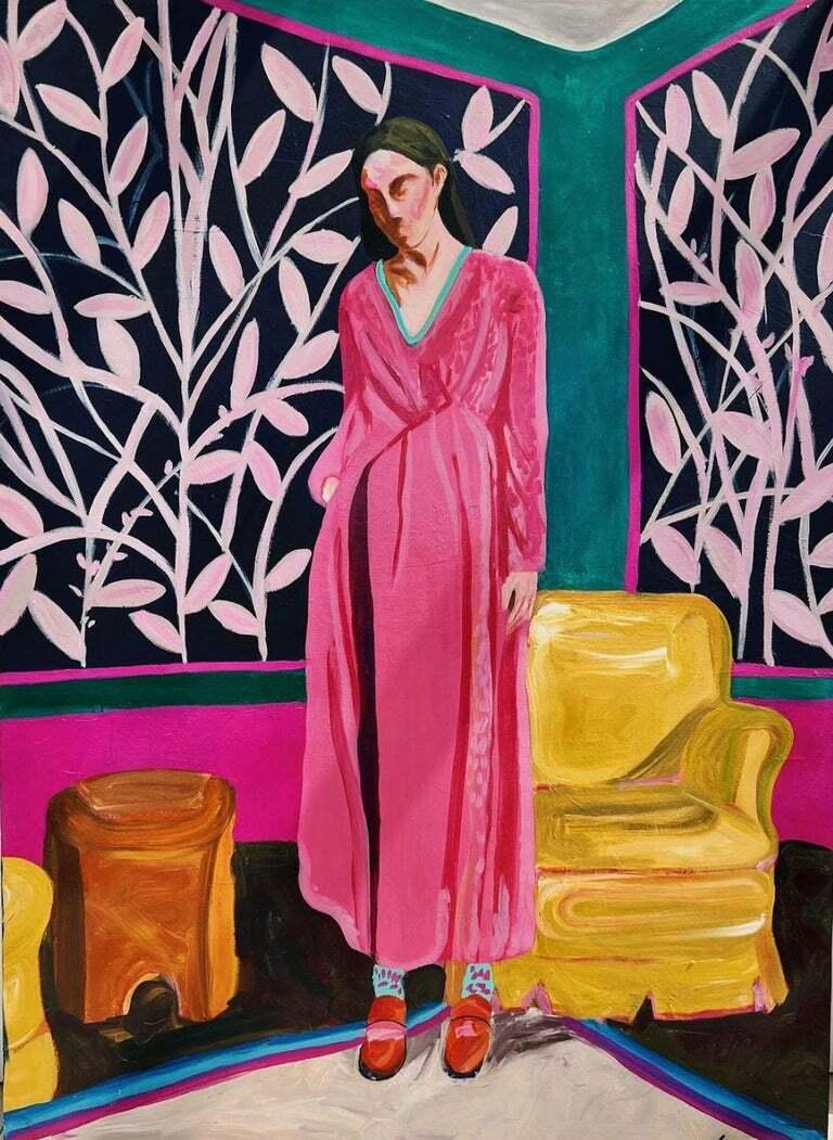 Majnun Figurative Painting - Lonely in the interior, 150x110cm